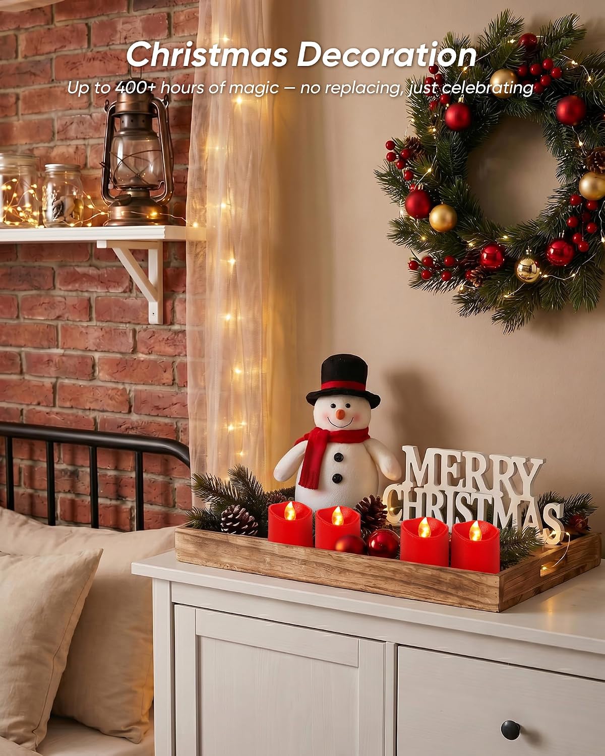 Homemory Red Flameless LED Votive Tealight Candles & Timer Remote, 24Pack | Battery operated, 400+ hour runtime