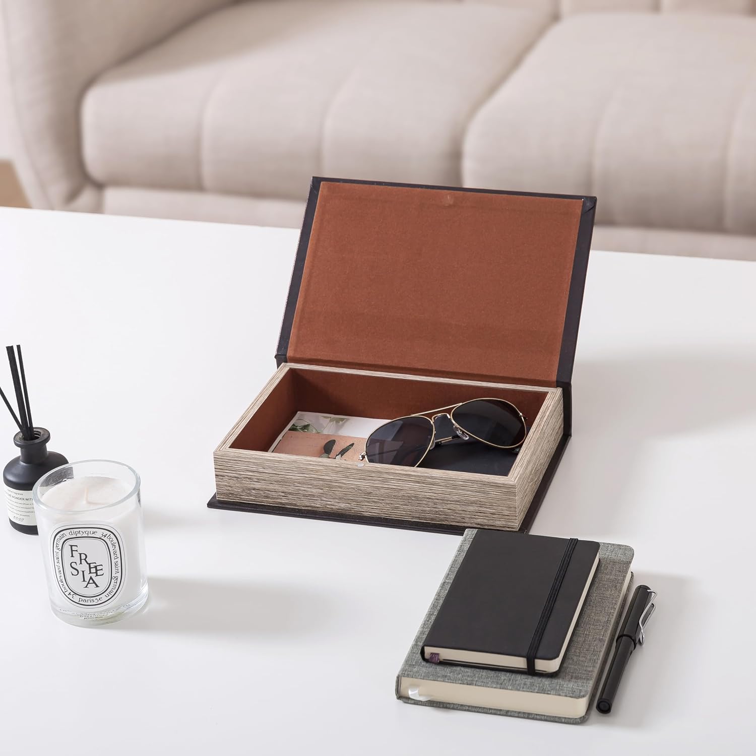 Faux Book Storage Box / Black Moon / 10 x 6.7 x 1.8
