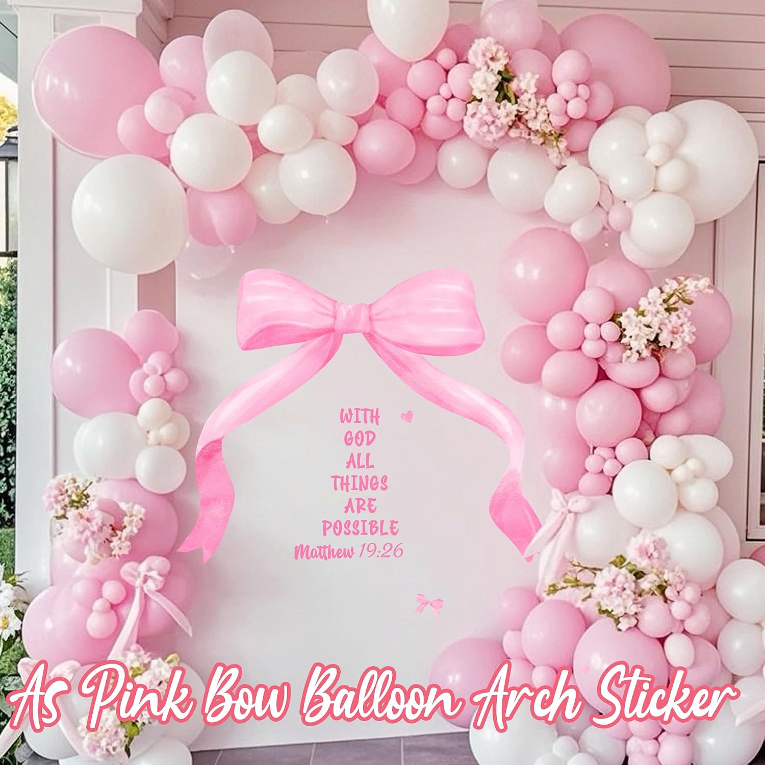 Large Watercolor Girls Room Wall Decals Pink Bow Wall Stickers Peel and Stick Pastel / Pink Bowtie