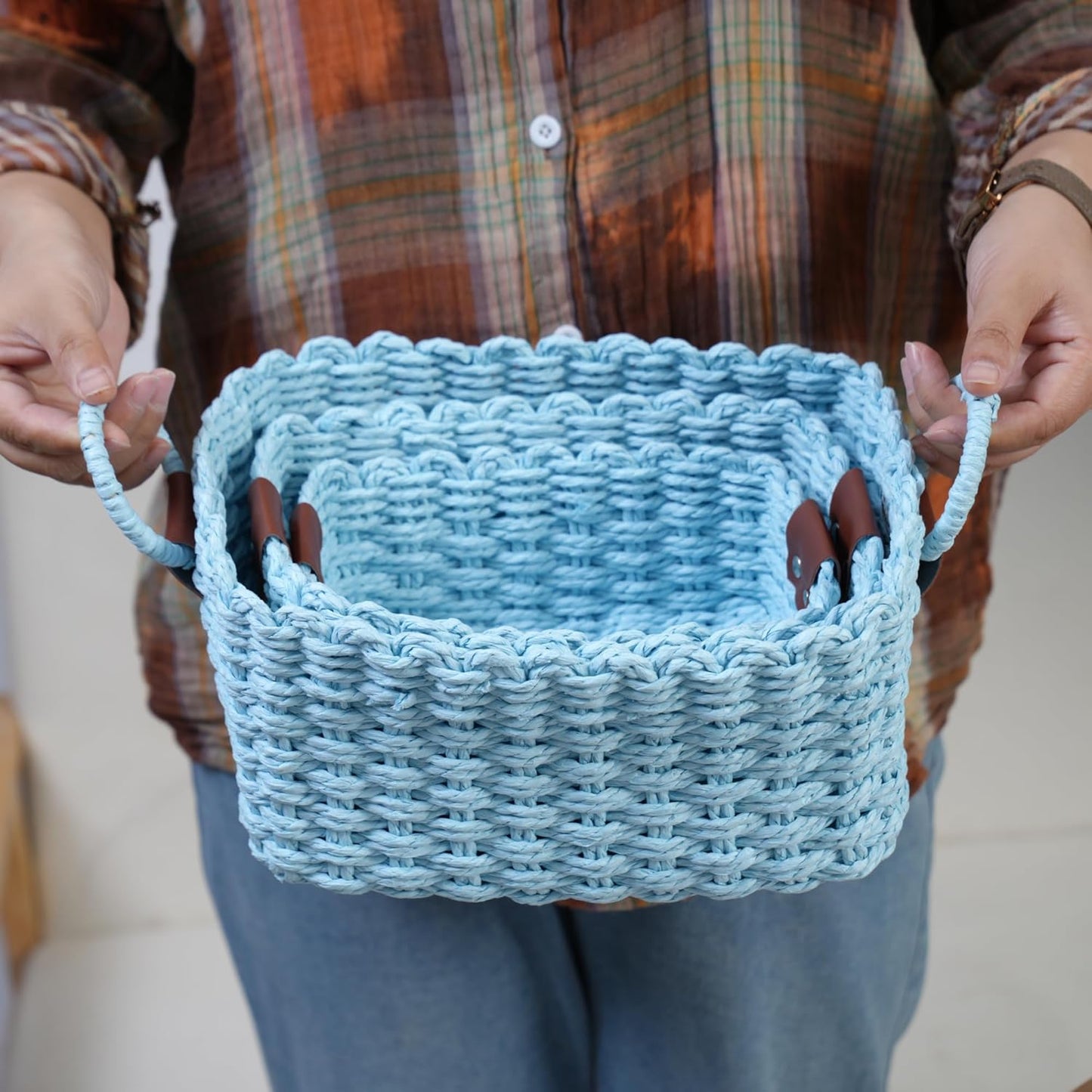 woven Storage basket / Sky-blue