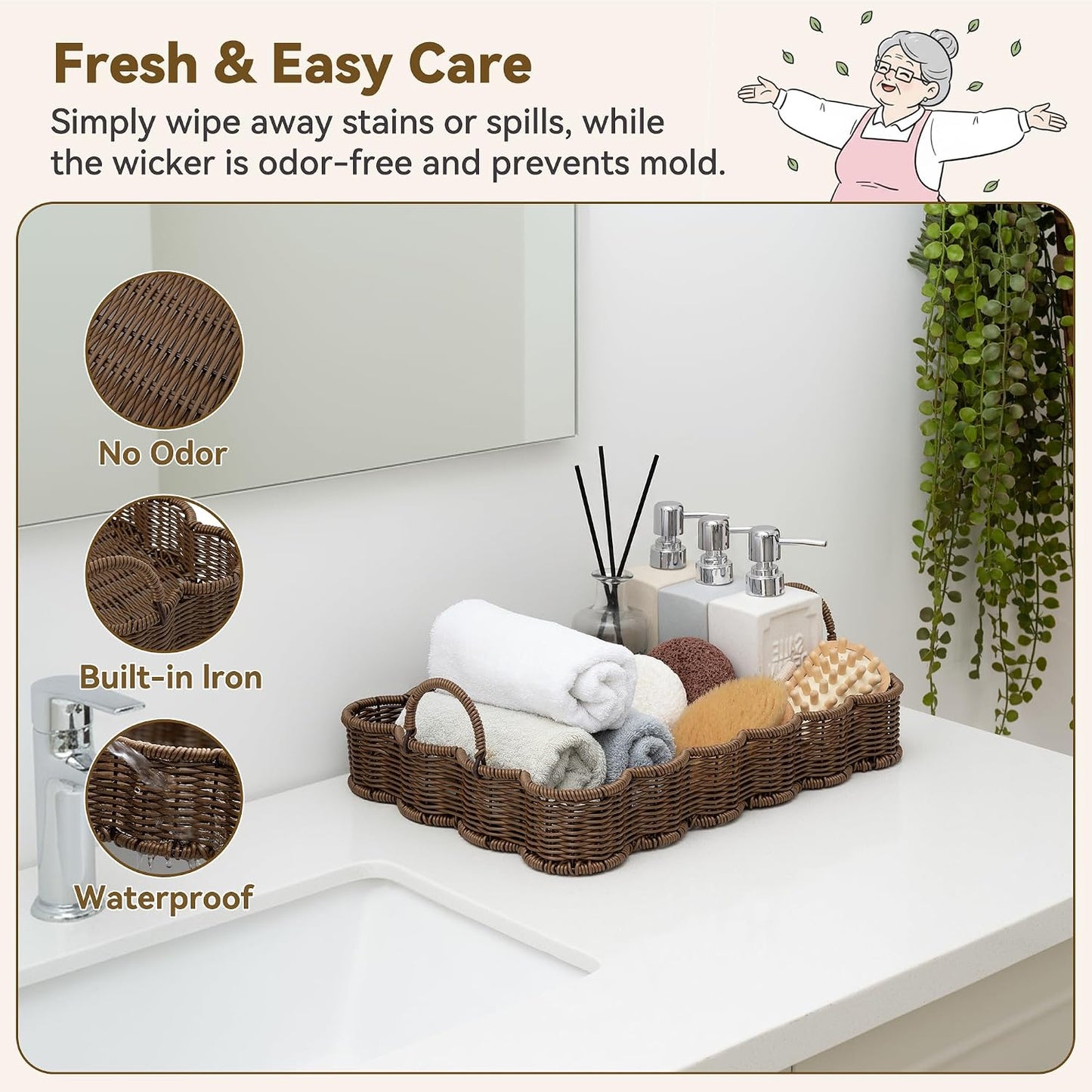 Woven Rattan Tray / Brown
