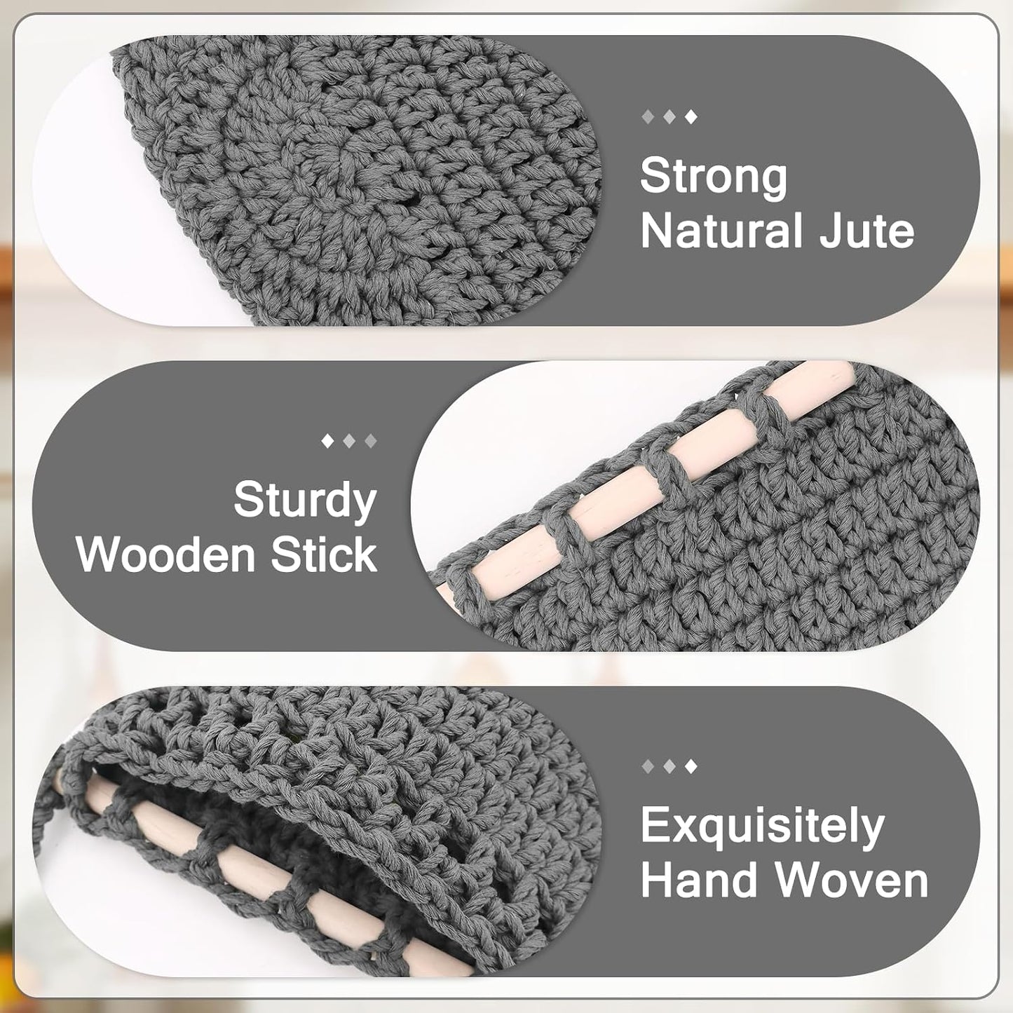 Boho Wall Baskets / Grey-cotton