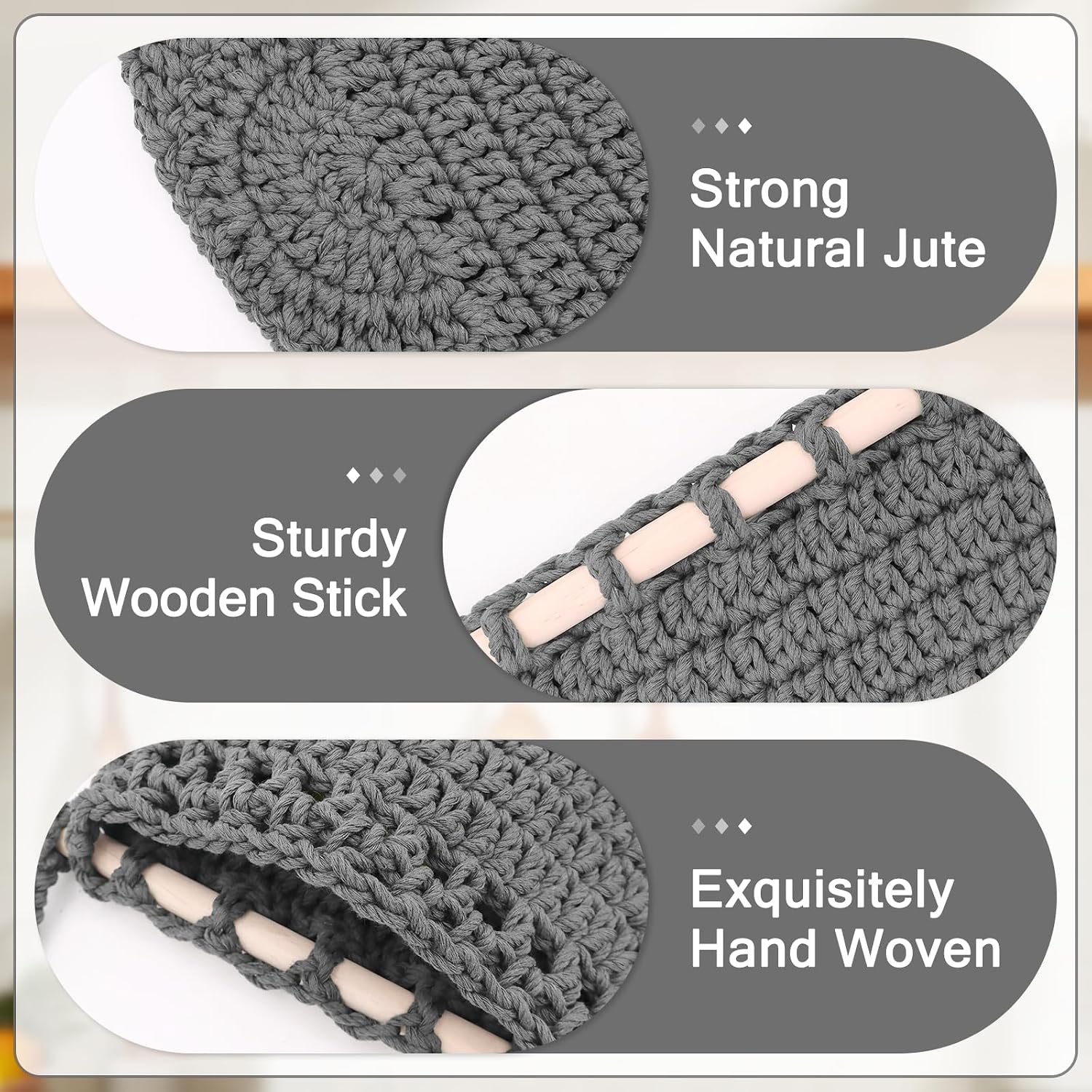 Boho Wall Baskets / Grey-cotton