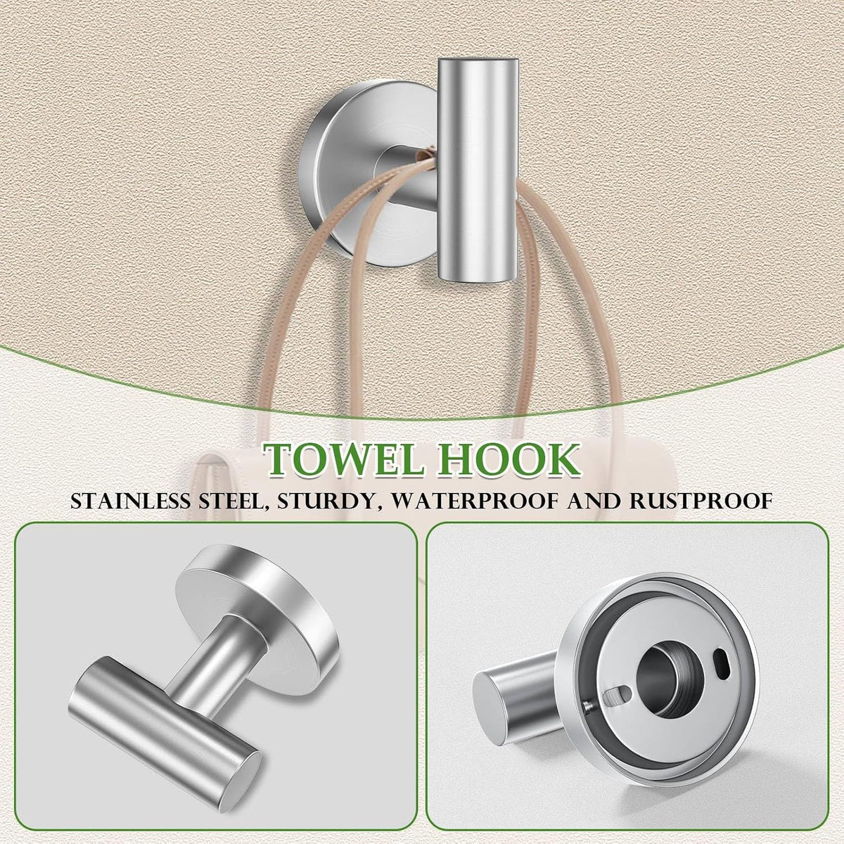 6-Piece Towel Bar Set Brushed Nickel Bathroom Hardware Accessories Set Includes 23.6in Towel Bar 2 Round Towel Ring