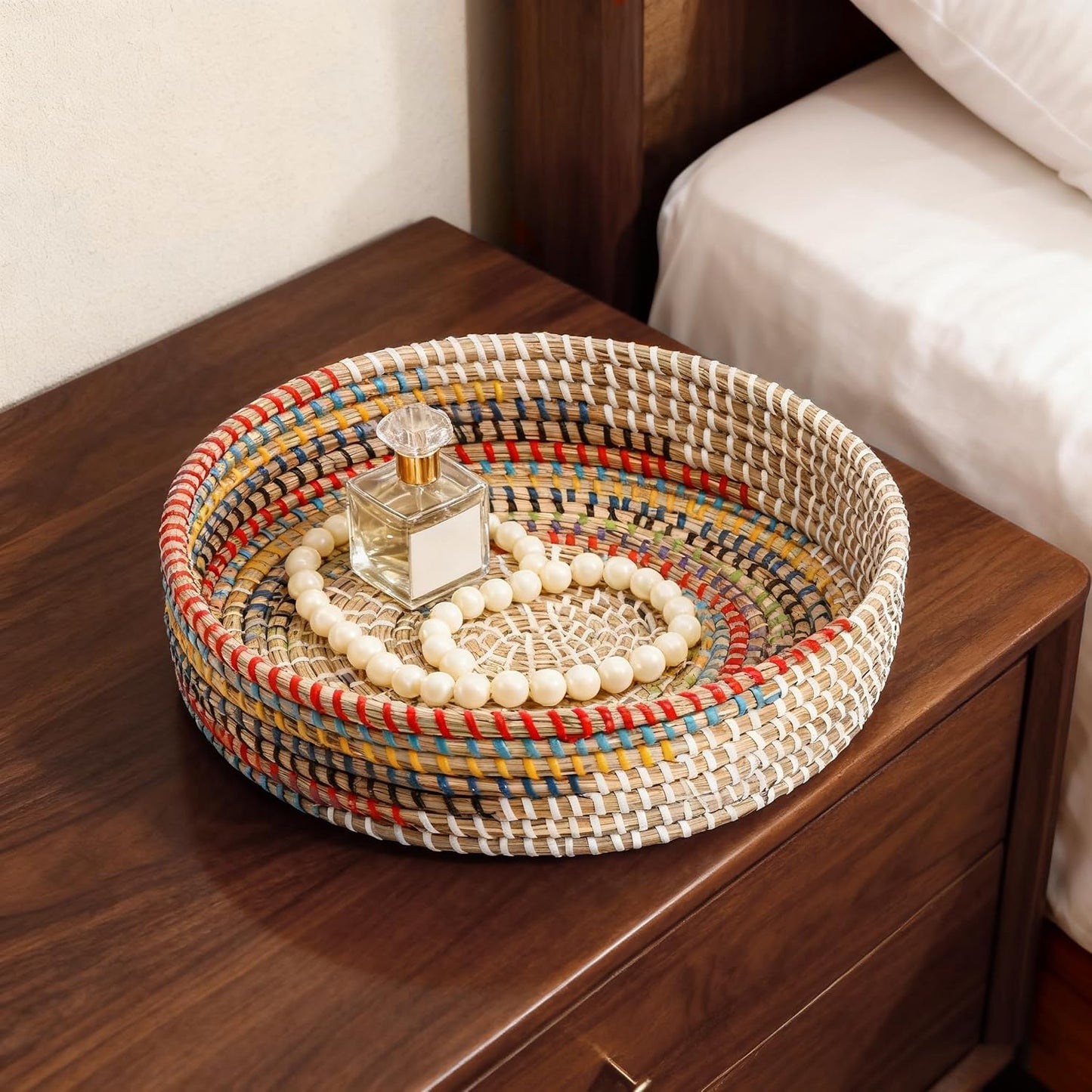 Rattan Serving Tray / 12'' Woven Seagrass Serving Tray
