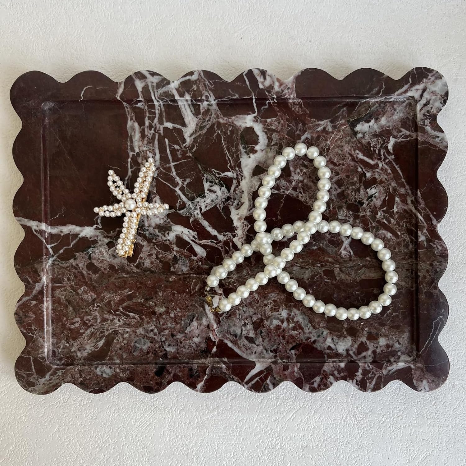 Scalloped Marble Tray / Rosa Levanto / Natural / 10.8 x 8