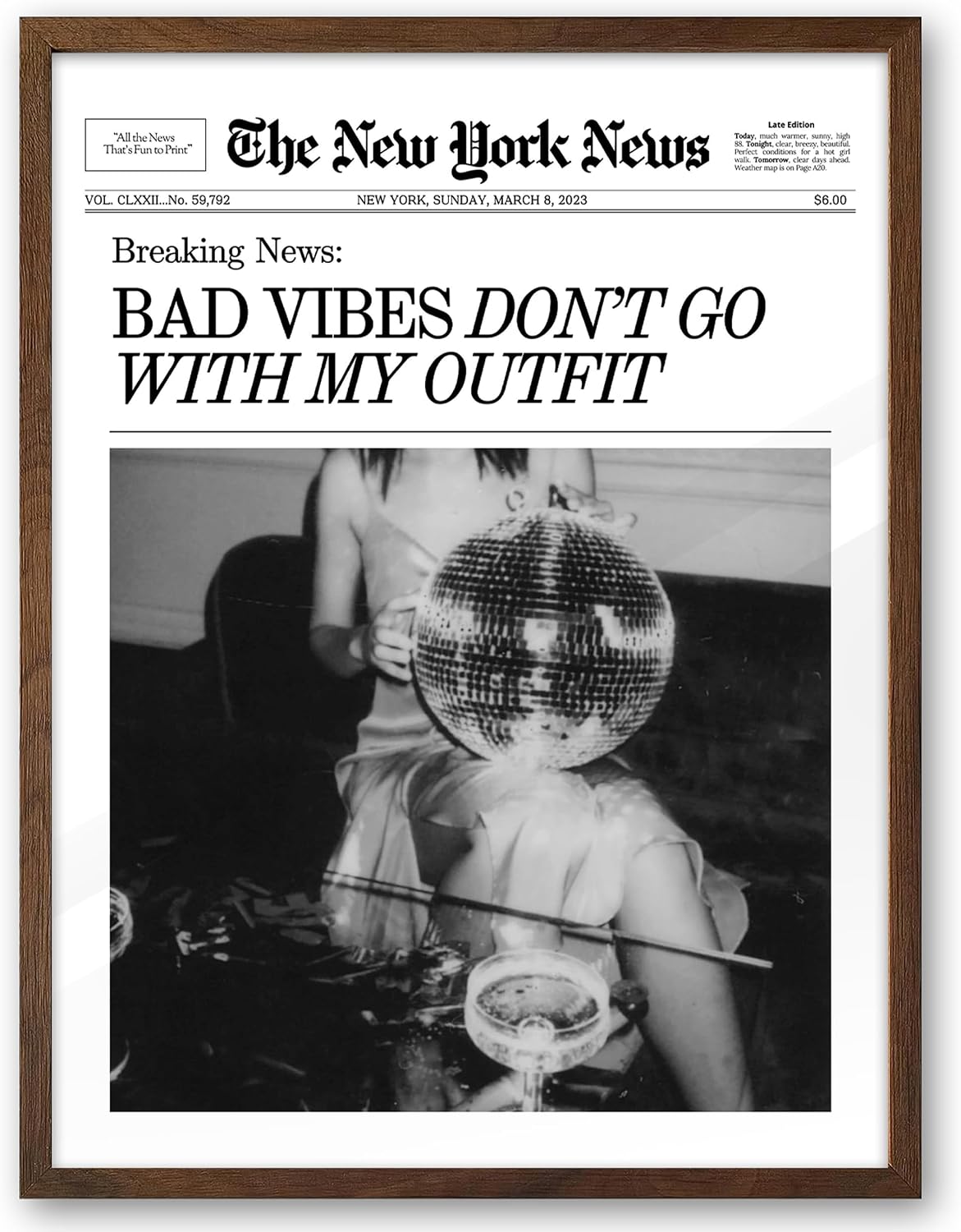 EcoHest 12x16 in Bad Vibes Don't Go With My Outfit Framed Wall Art