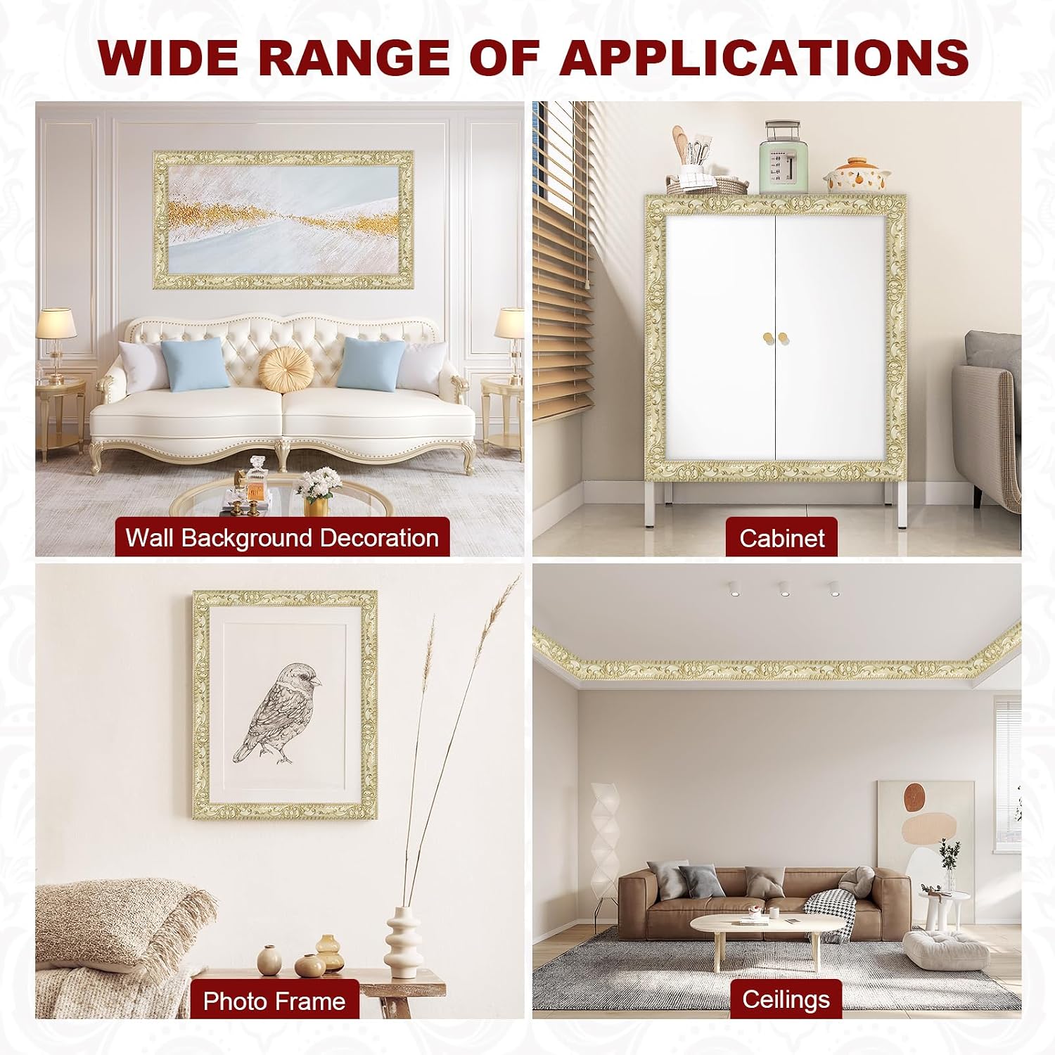 Molding Trim Wall Trim / 1.4 x 19.7 / Ft / Champagne Gold