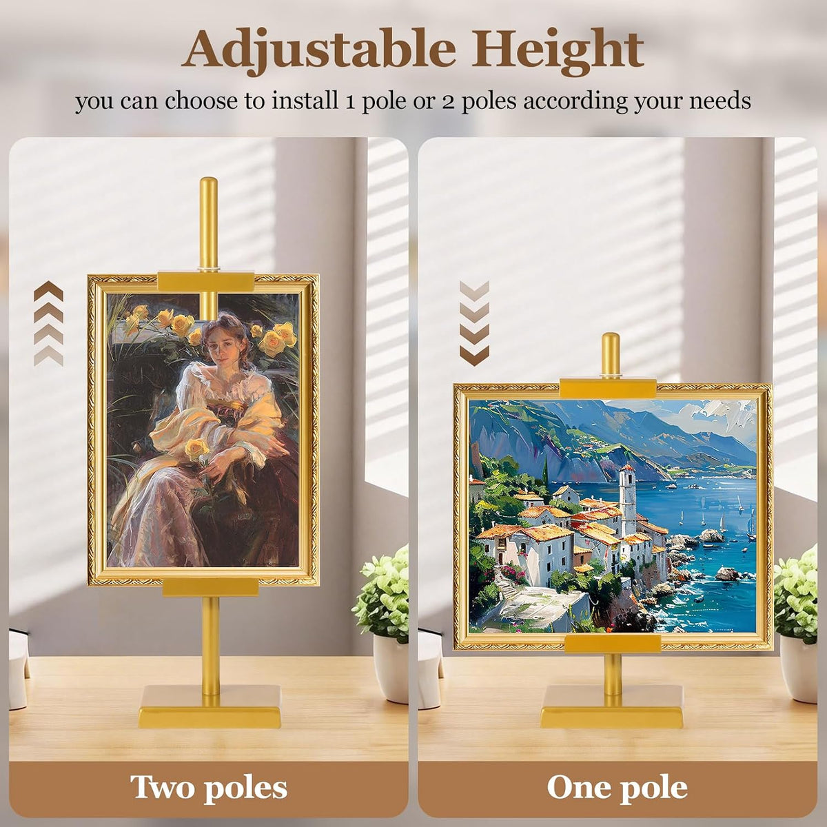 30'' Adjustable Tabletop Easel Stand, Gold Easel for Display | Steady and Elegant Picture Easels for Display, Picture