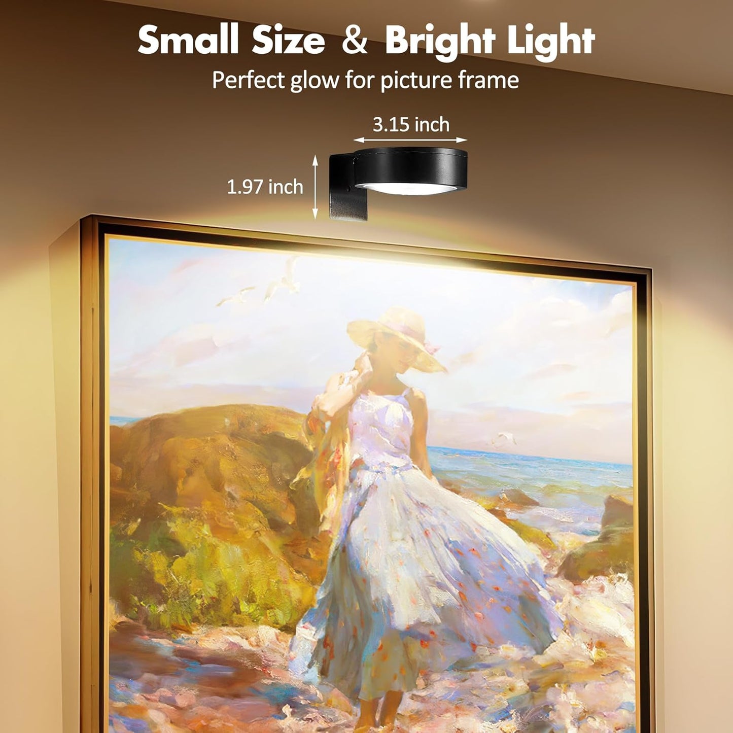 Picture Lights for Wall, Wireless Poster Lights Battery Operated, Black | LED Magnetic Painting Light with Remote