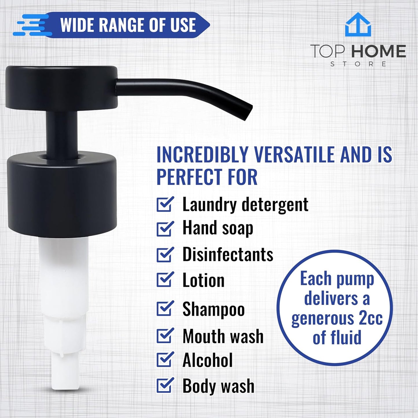 Flat-Top Soap & Lotion Dispenser Pumps, Black Matte, 4-Pack