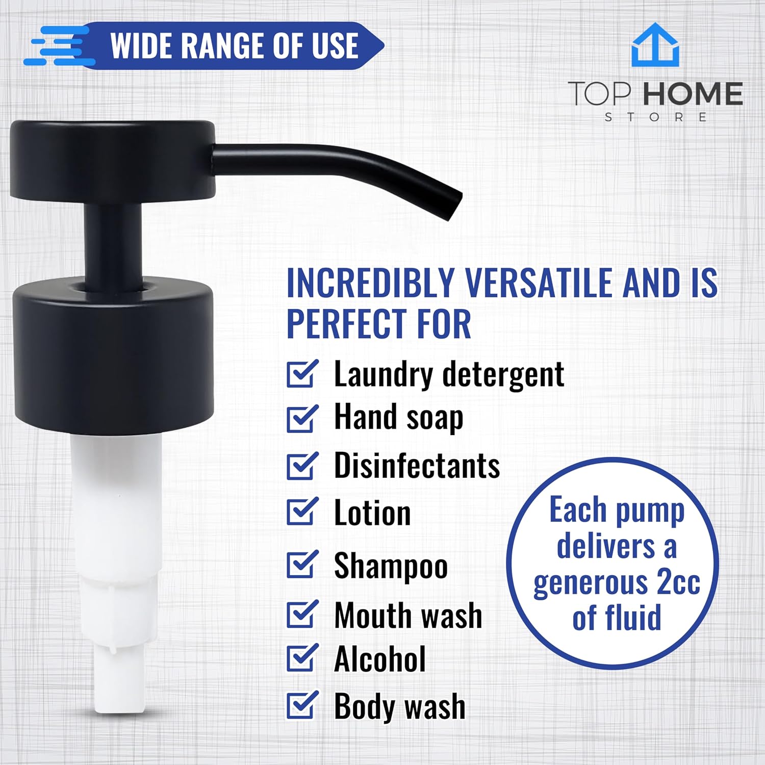 Flat-Top Soap & Lotion Dispenser Pumps, Black Matte, 4-Pack