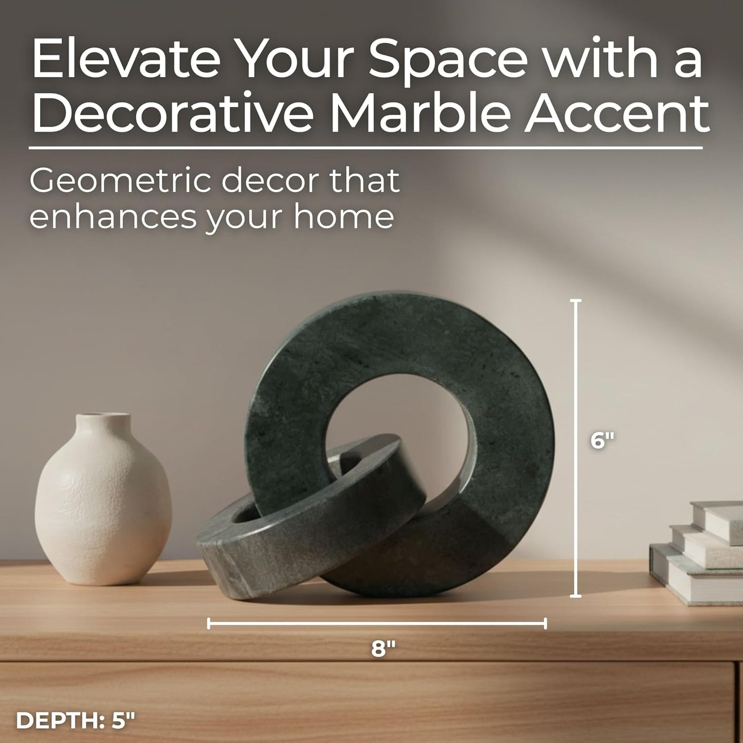 Modern Shelf Sculpture and Office Accents / 6.0" H / Green
