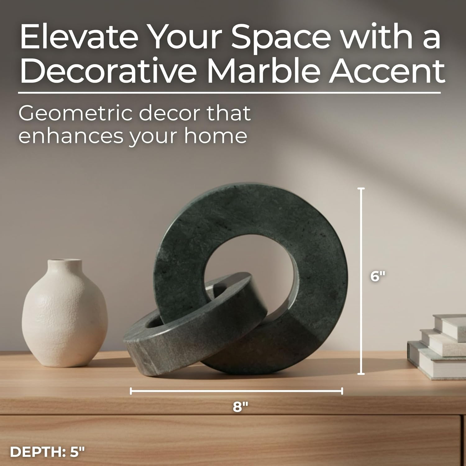 Modern Shelf Sculpture and Office Accents / 6.0" H / Green