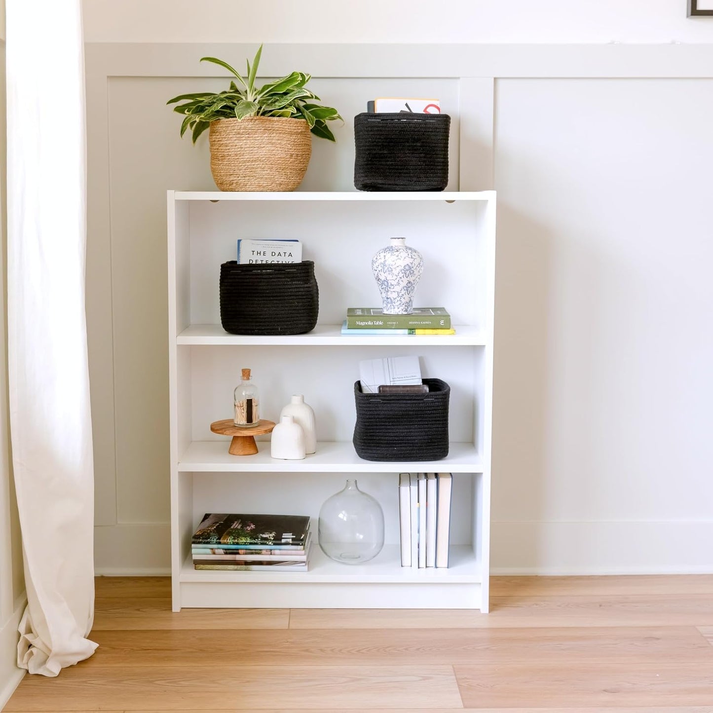 Storage Cubes "Cotton Rope Woven Baskets for Organizing / Black / 9 x 9 x 7 / Set of 3
