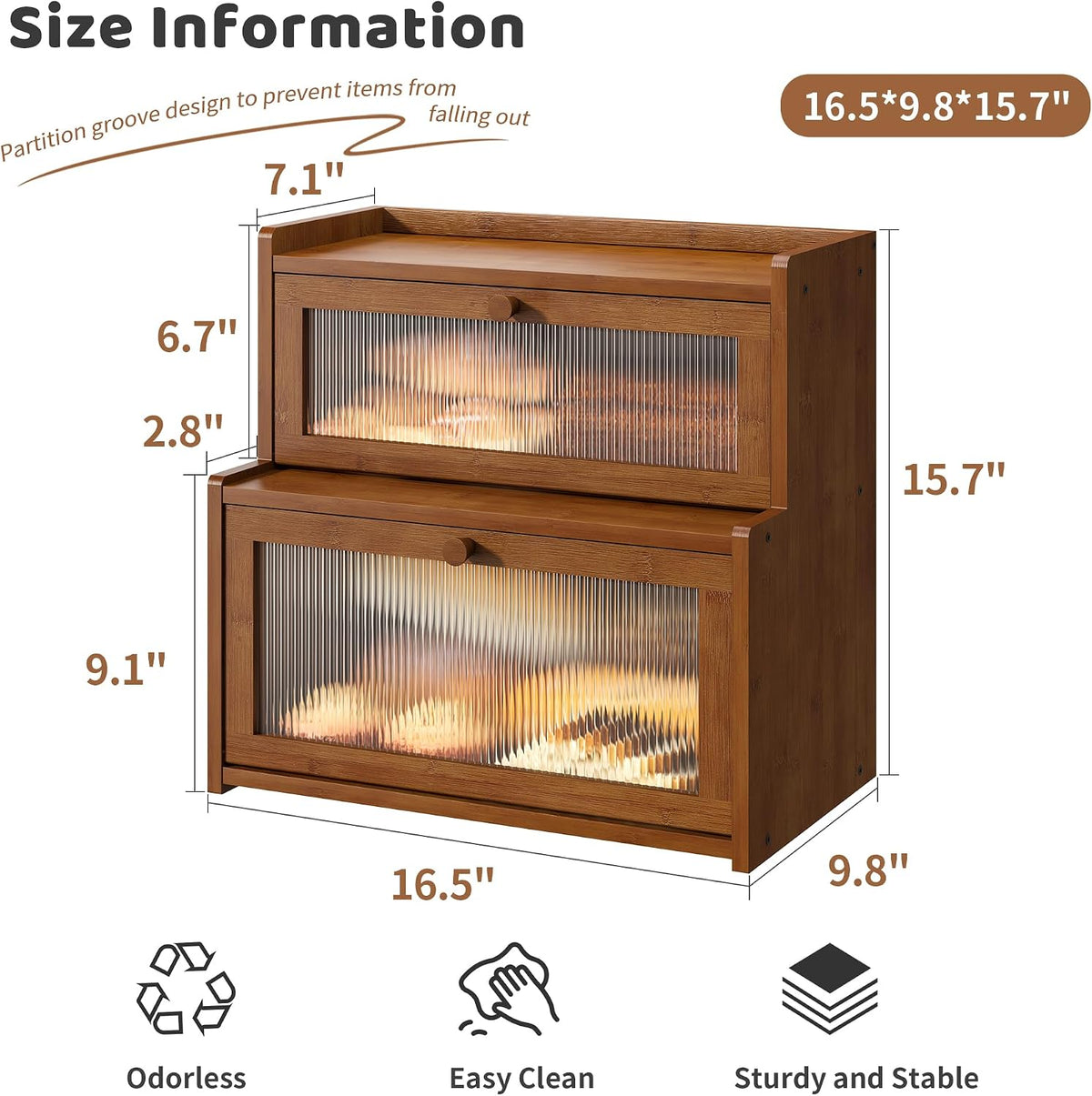 Bread Box for Kitchen Countertop Double Layer Large Corner Bread Box Capacity Bread Storage Bin Farmhouse Breadbox