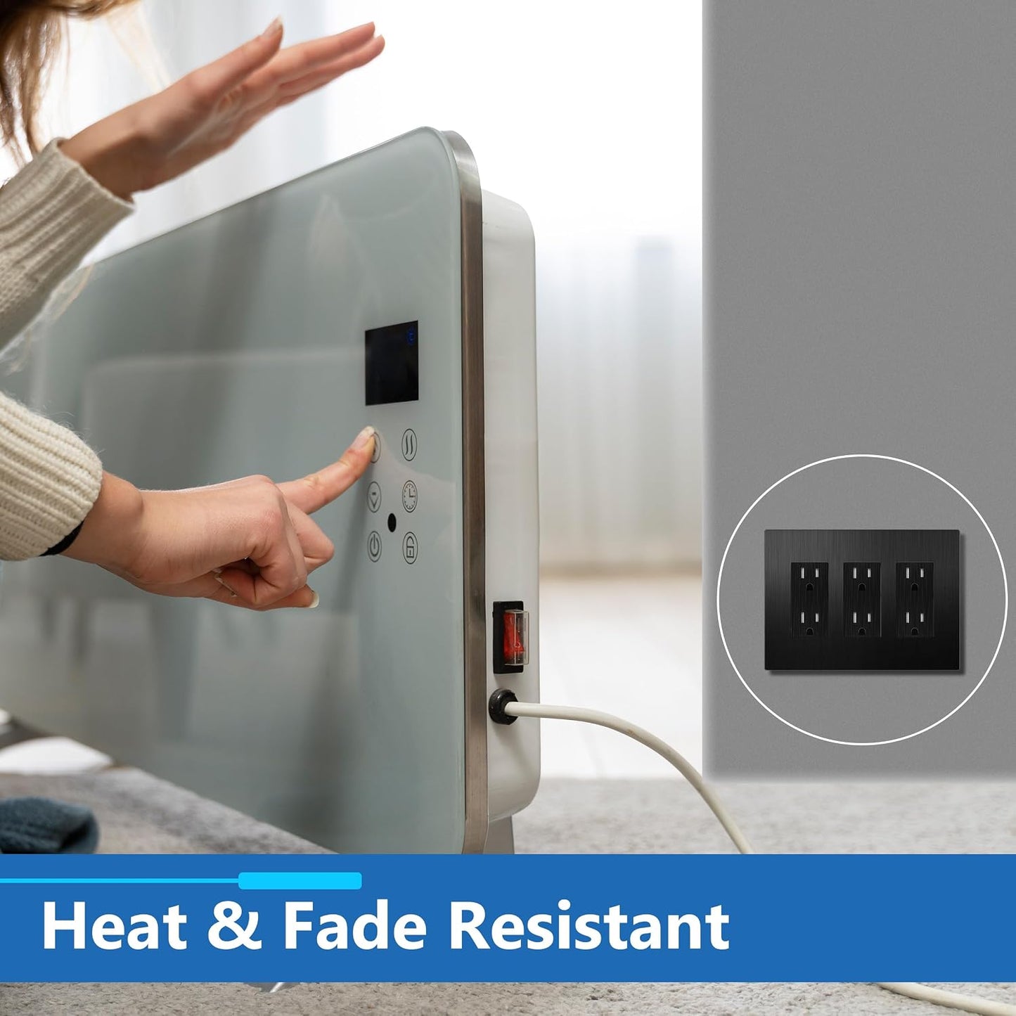 LIDER Screwless Metal-Surface Wall Plate, Mid-Size 3-Gang, Stainless Steel | Temperature And Impact Resistant