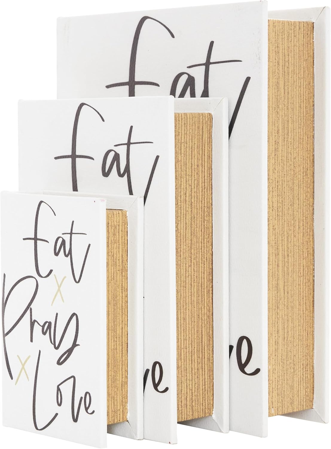 Love Faux Storage Book Book Shaped Boxes / White / 10.65", 8", 6"H