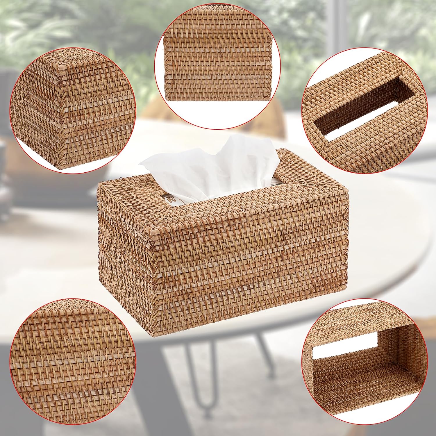 Wicker Decorative Tissue Holder / Large / Yellow