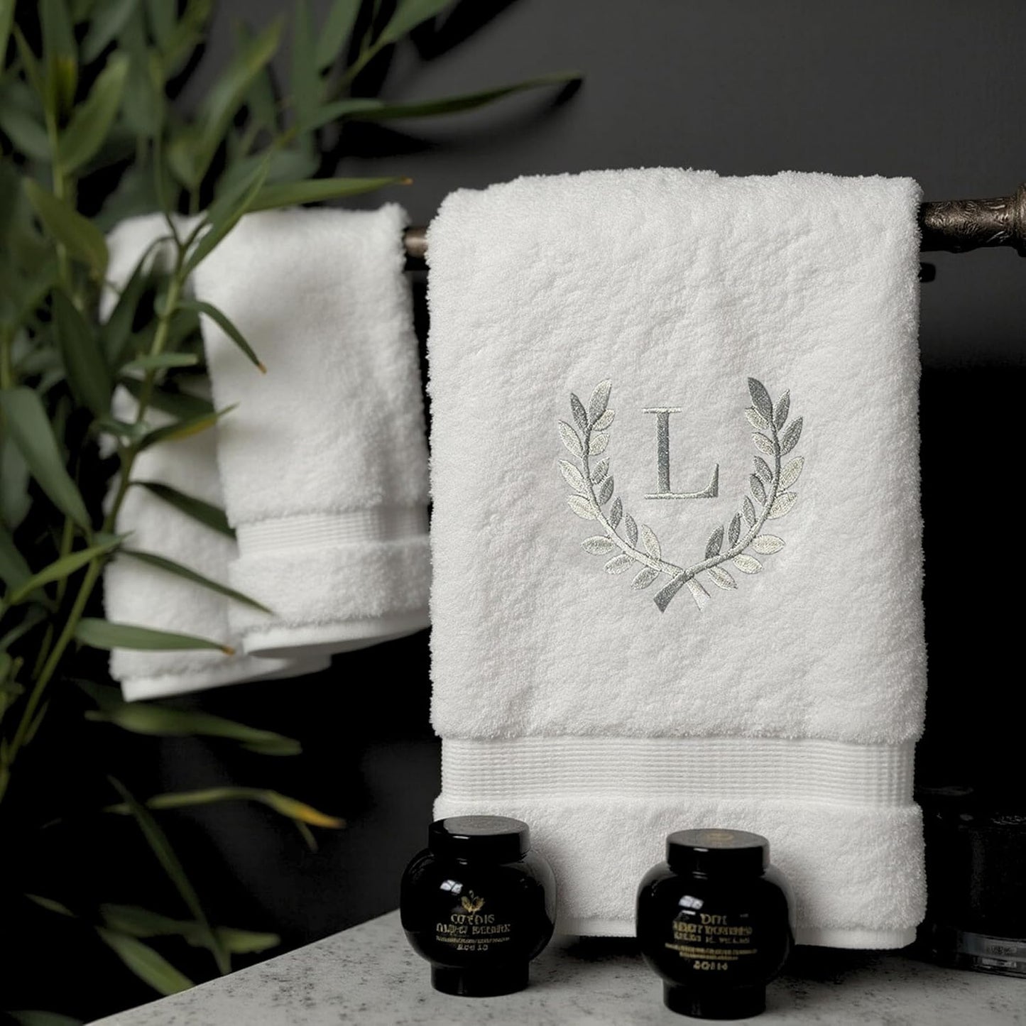 Decorative and Monogrammed Hand Towels for Bathroom Kitchen Makeup | Personalized Gift for Wedding-Bridal | Roman Font