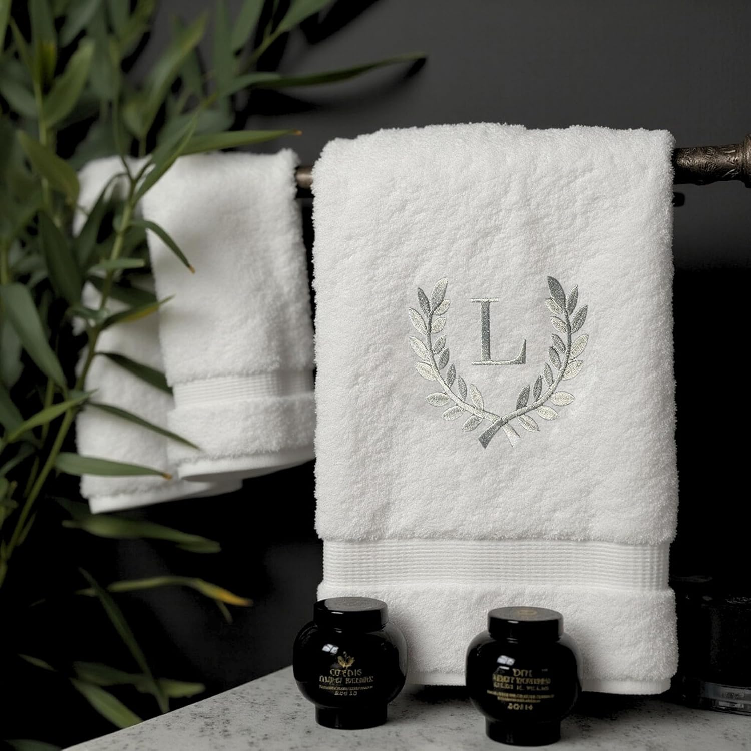 Decorative and Monogrammed Hand Towels for Bathroom Kitchen Makeup | Personalized Gift for Wedding-Bridal | Roman Font