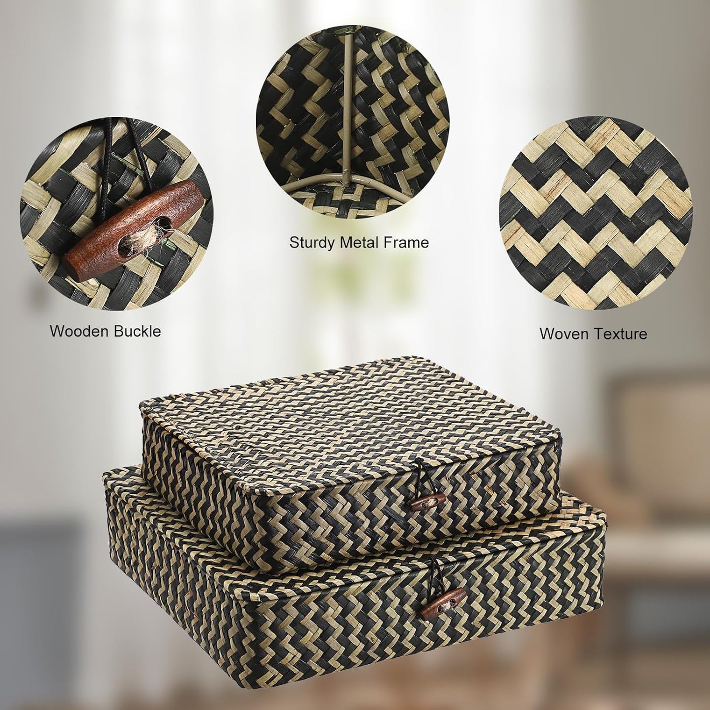 Woven Storage Basket / Small+large / Black