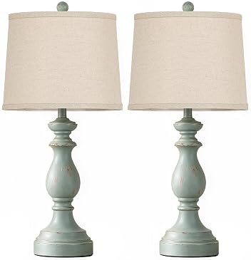 PARTPHONER Traditional Table Lamp Set of 2, Rustic Farmhouse Table Lamps for Living Room Bedroom, 27" Bedside Desk