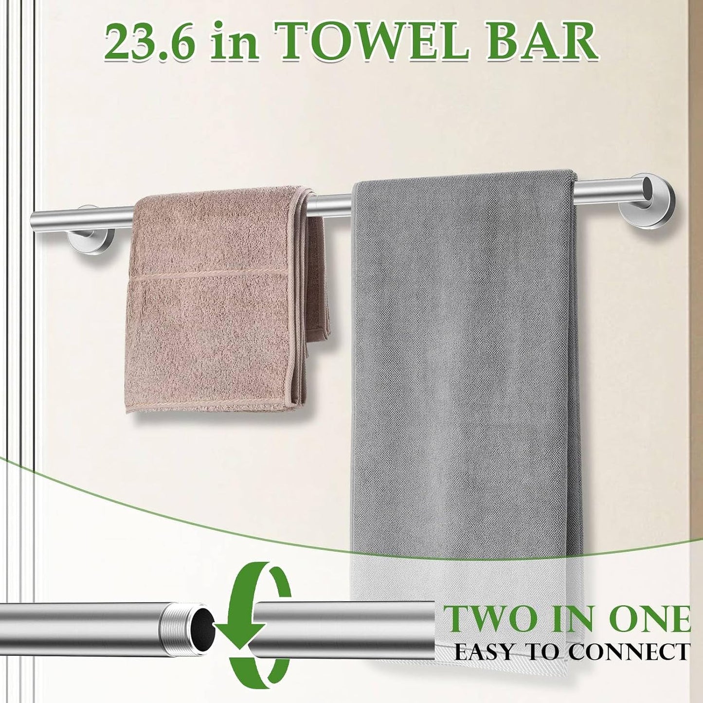 5-Piece Towel Bar Set Brushed Nickel Bathroom Hardware Set Include Towel Bar Towel Ring Paper Towel Holder Coat Hooks