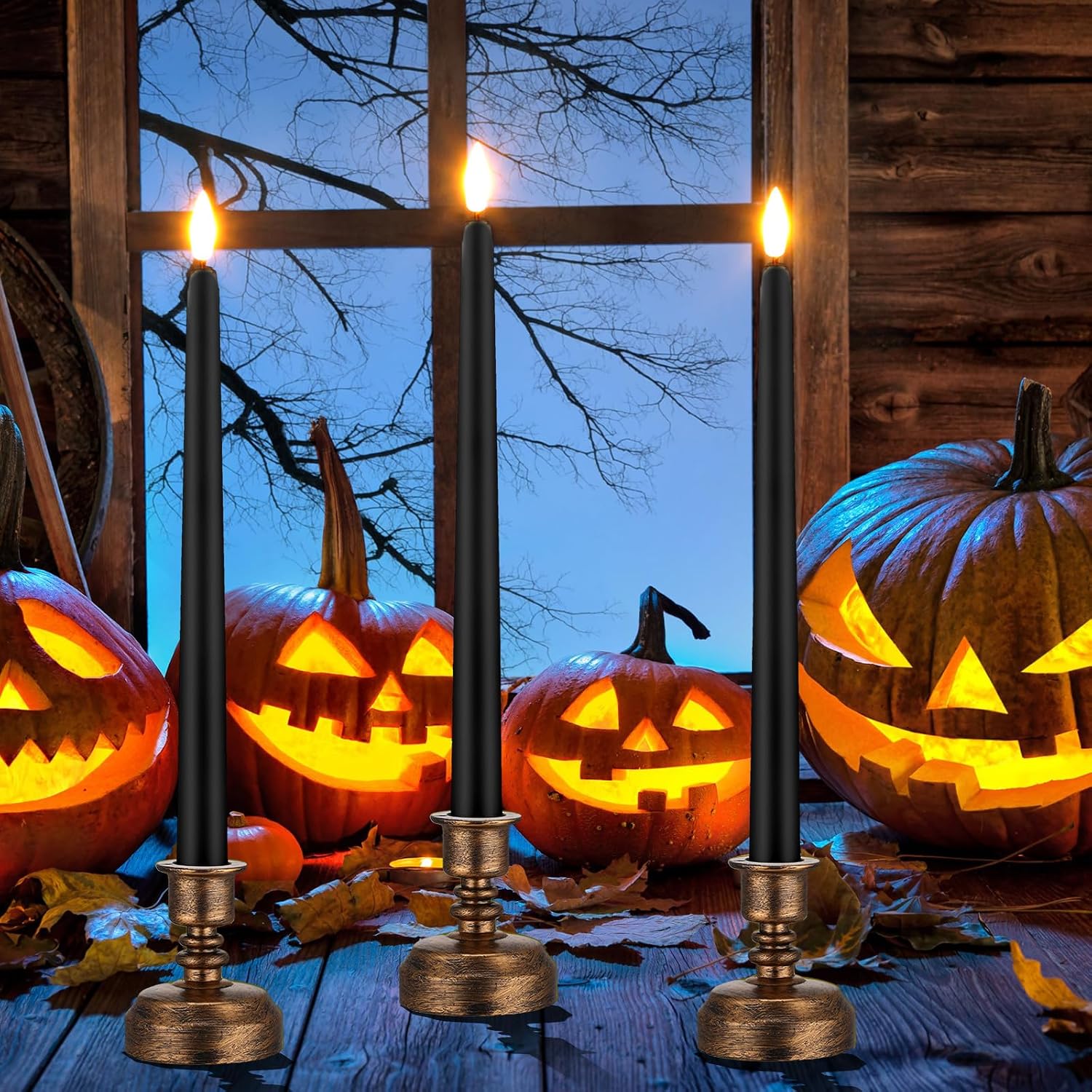 Fumete 24 Pack Flameless Taper Candles with Remote Control and Timer Flickering LED Taper Candles Realistic 3D Flame