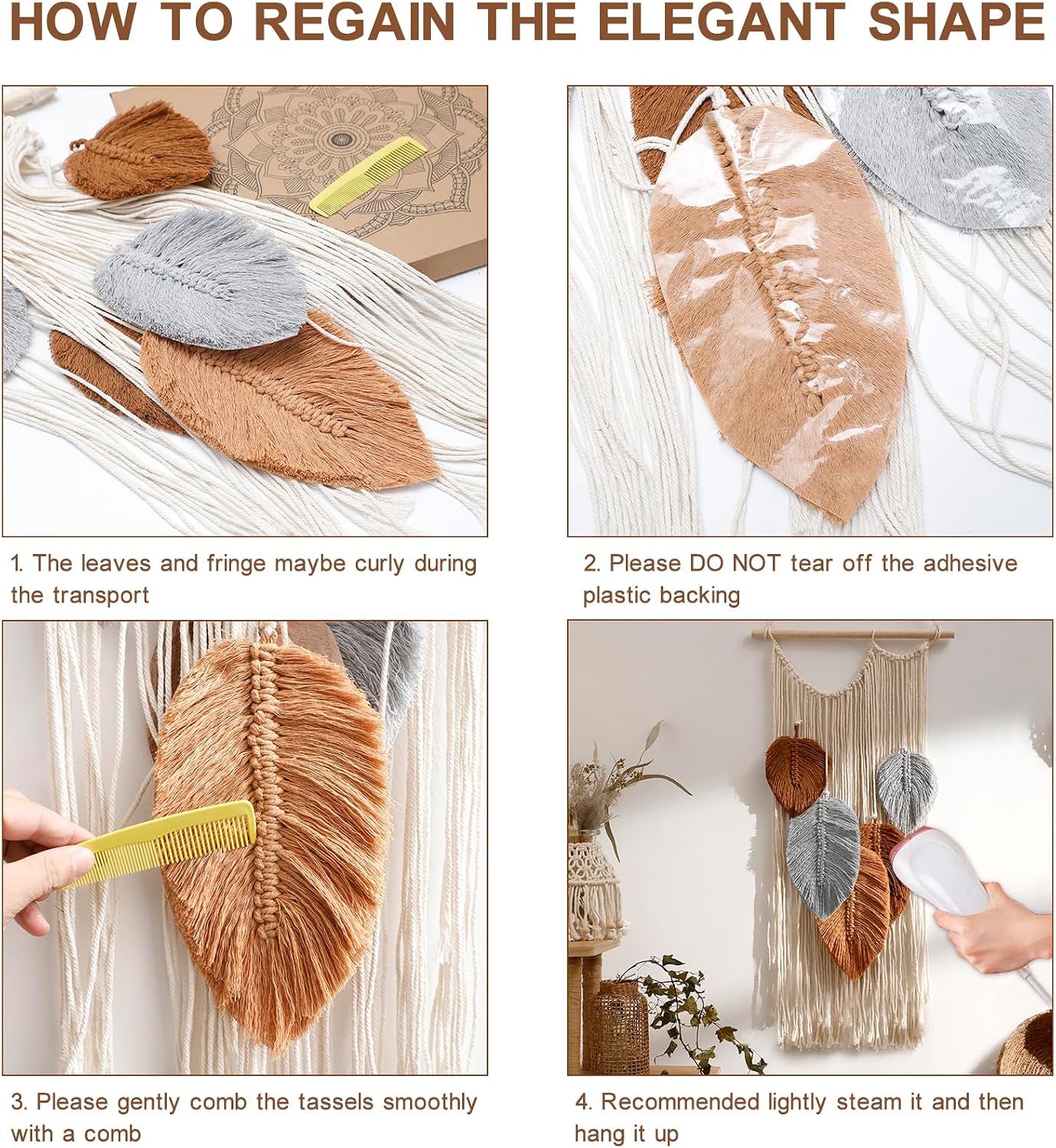 Large Boho Tassels Hanging Ornament / Brown
