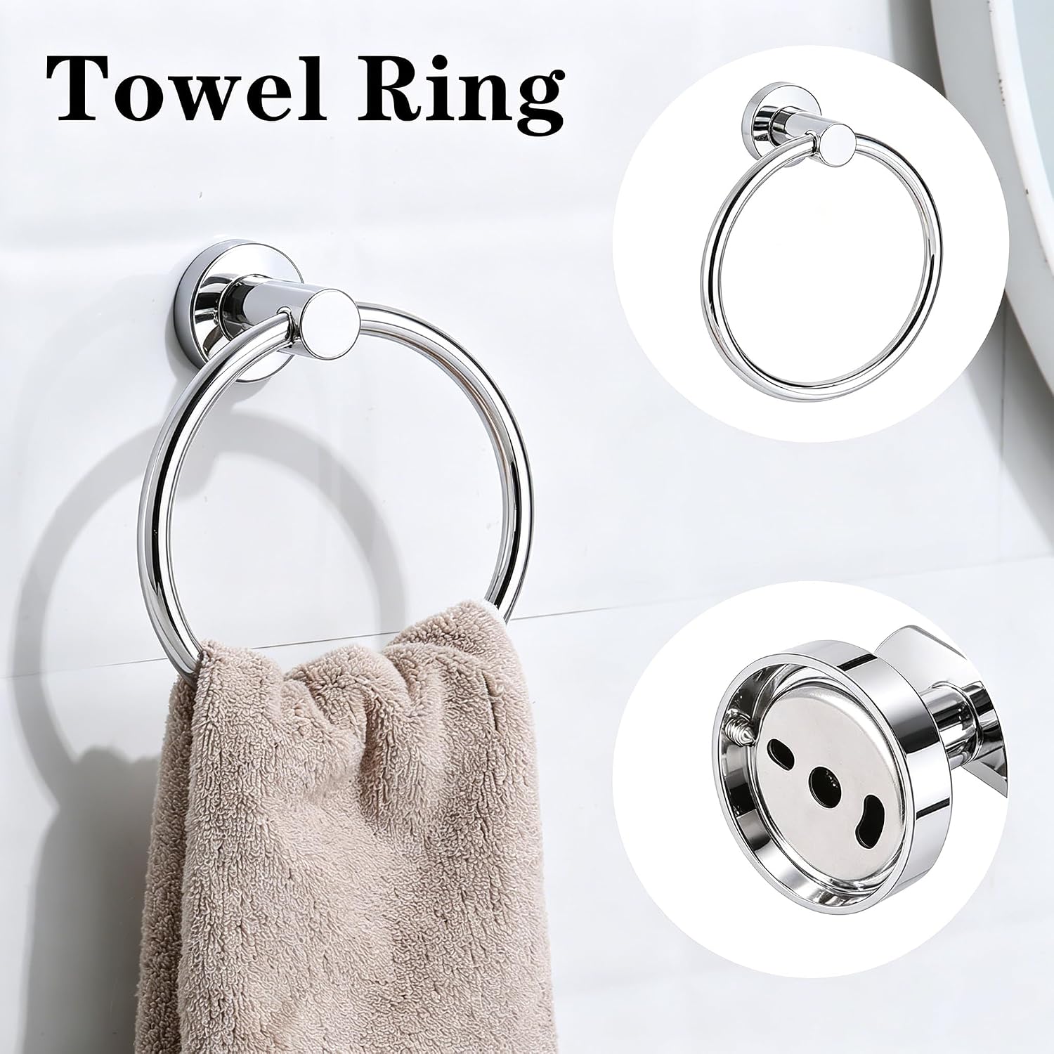 Polished Chrome Bathroom Hardware Accessories Set 5 Piece, Stainless Steel Bath Towel Bar Set 24 Inch,Toilet Paper