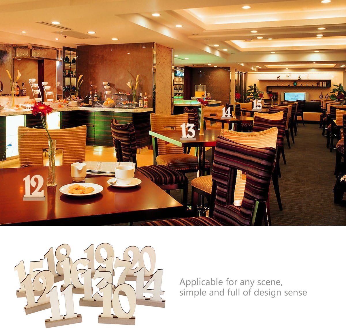 ROSENICE 20pcs 1-20 Wooden Wedding Table Number Holders