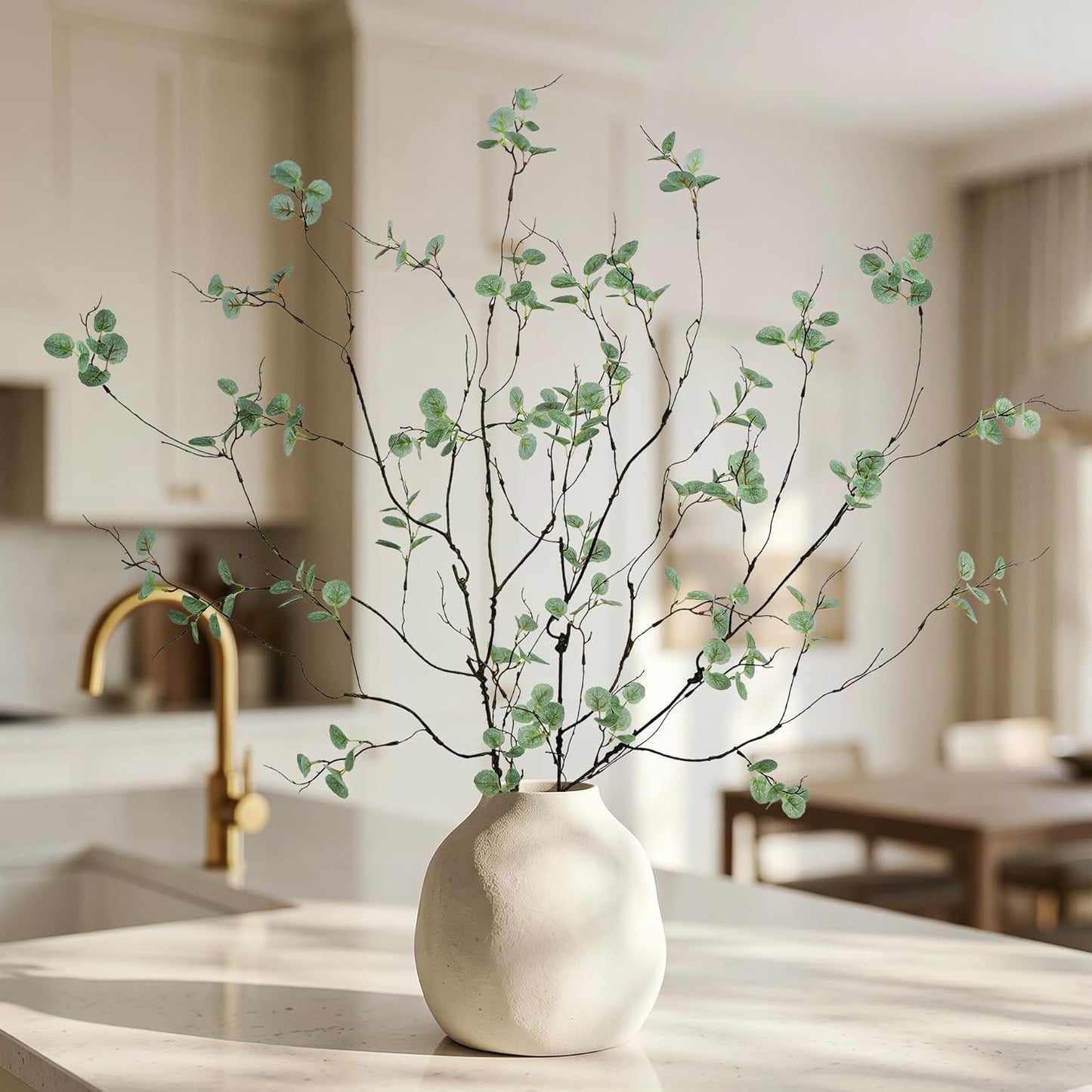 4PC Artificial Plant Branches / Green Eucalyptus / 36 Inch