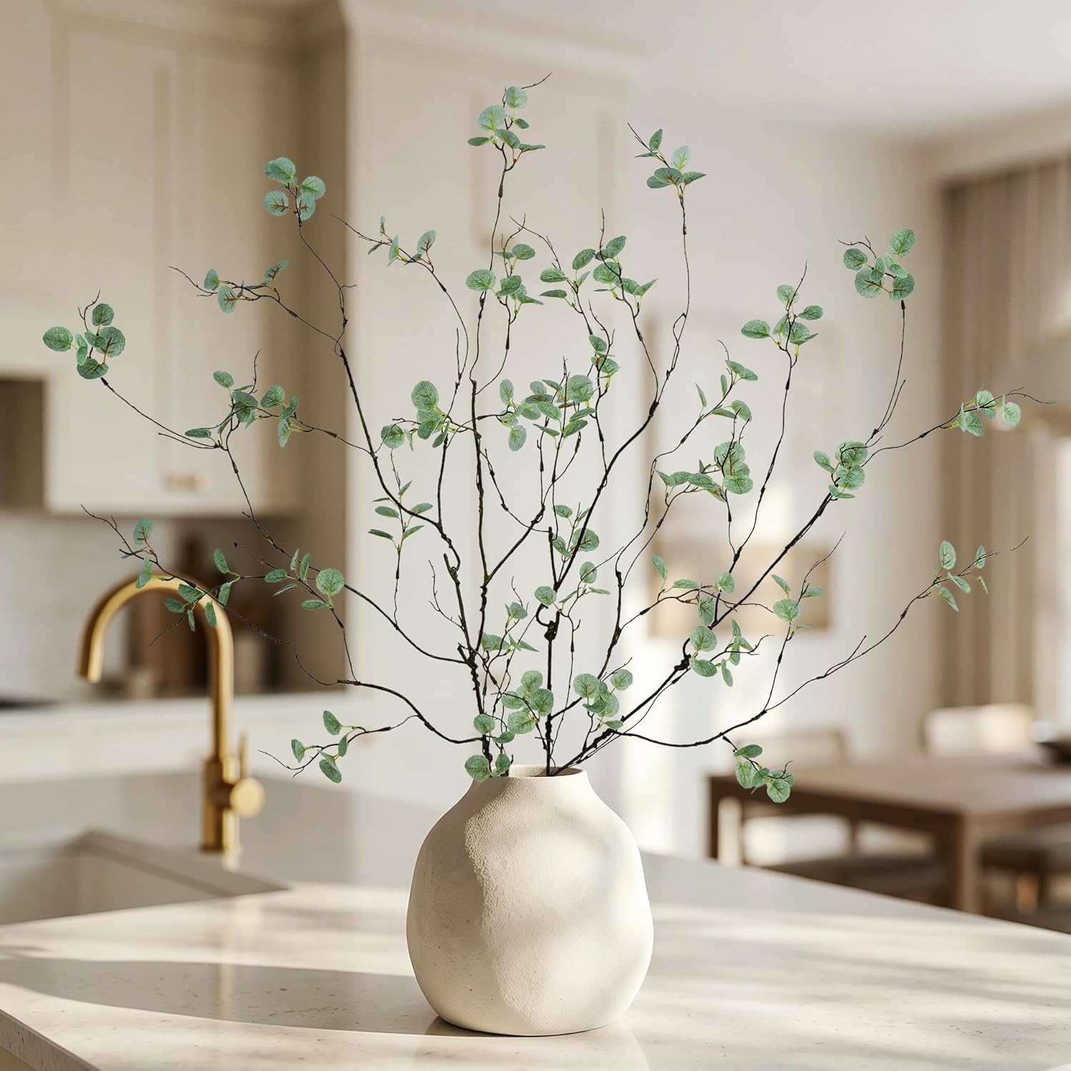 4PC Artificial Plant Branches / Green Eucalyptus / 36 Inch