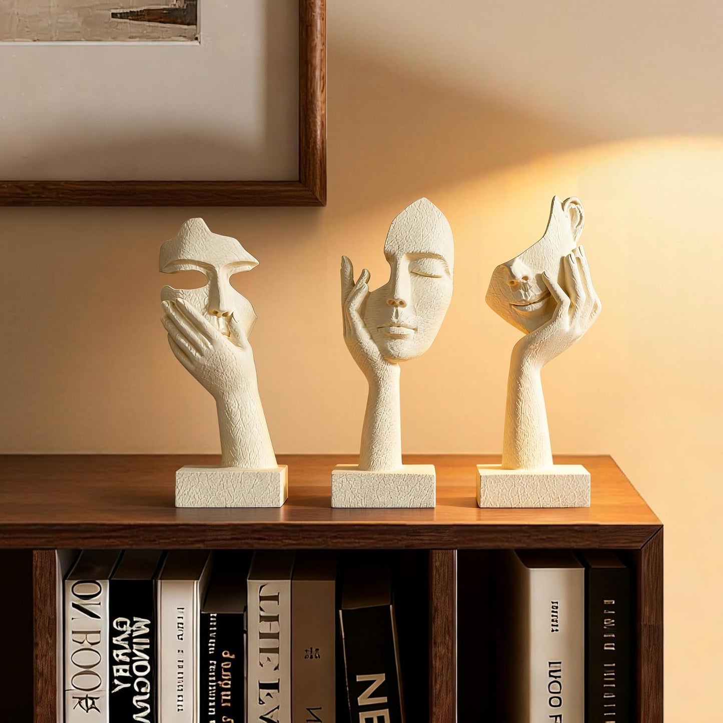 Thinker Statue Set / Cream / Set of 3
