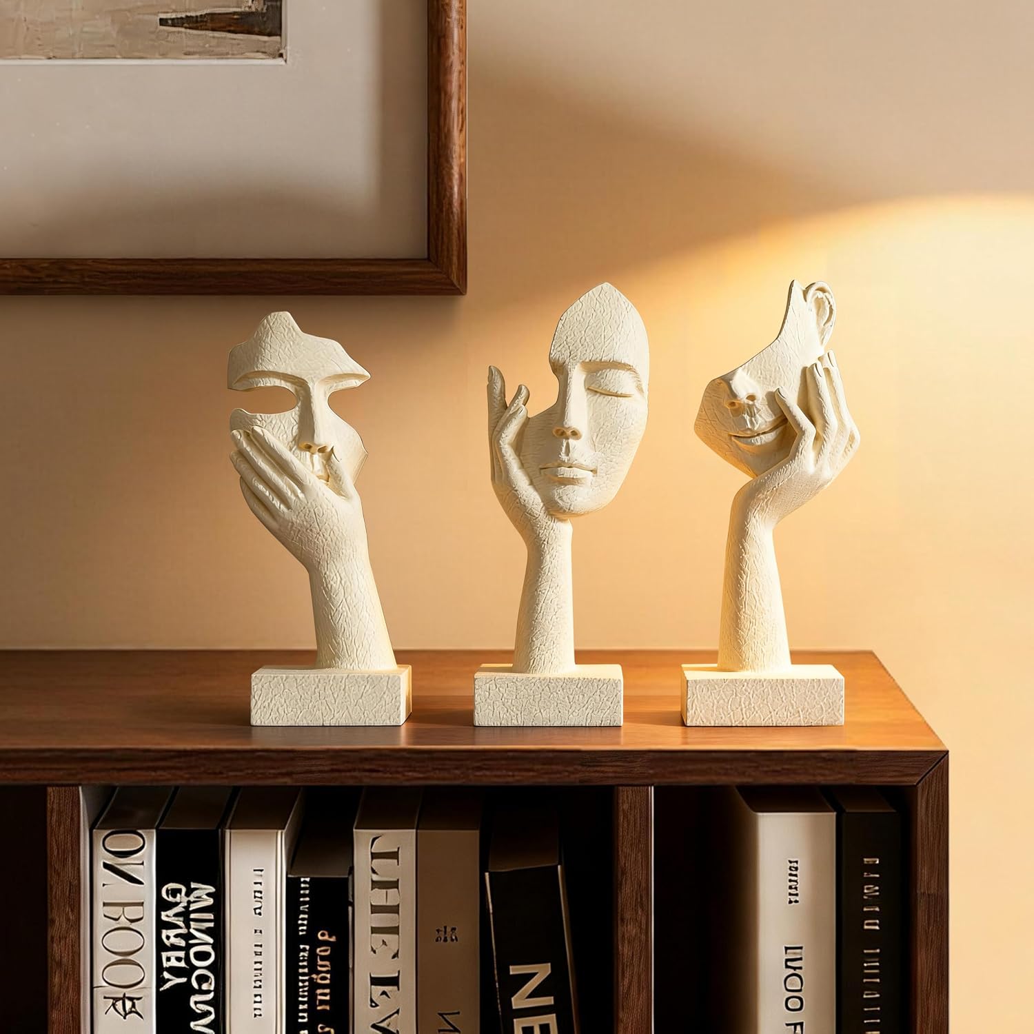 Thinker Statue Set / Cream / Set of 3