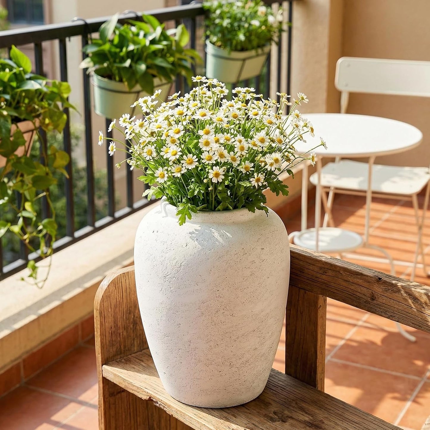 11.62" Round Ceramic Vase / 11.62 In-rustic-pale / White