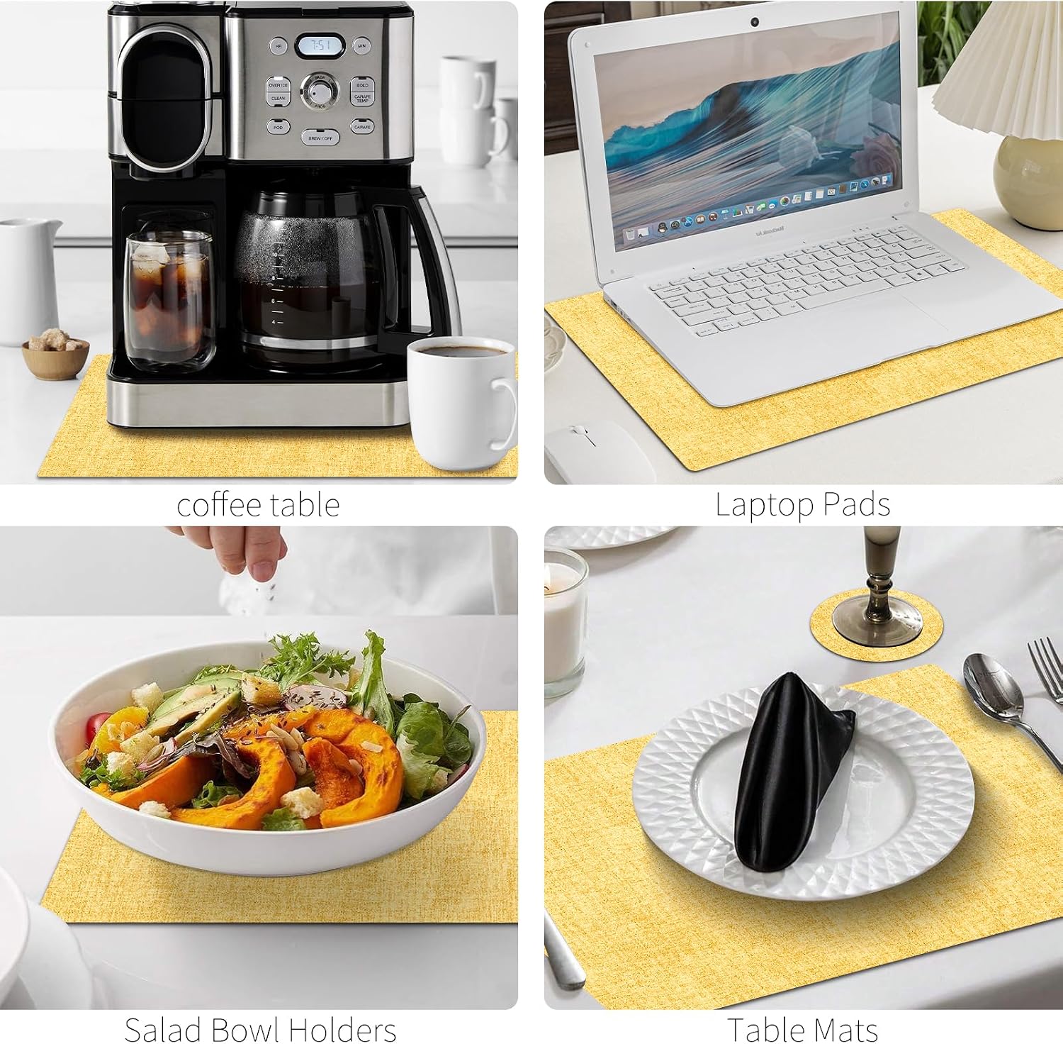 MOSAYT Placemats Set of 8, Heat Resistant Vinyl Place Mats with Coasters, Wipeable Washable 100% Waterproof Oil Proof