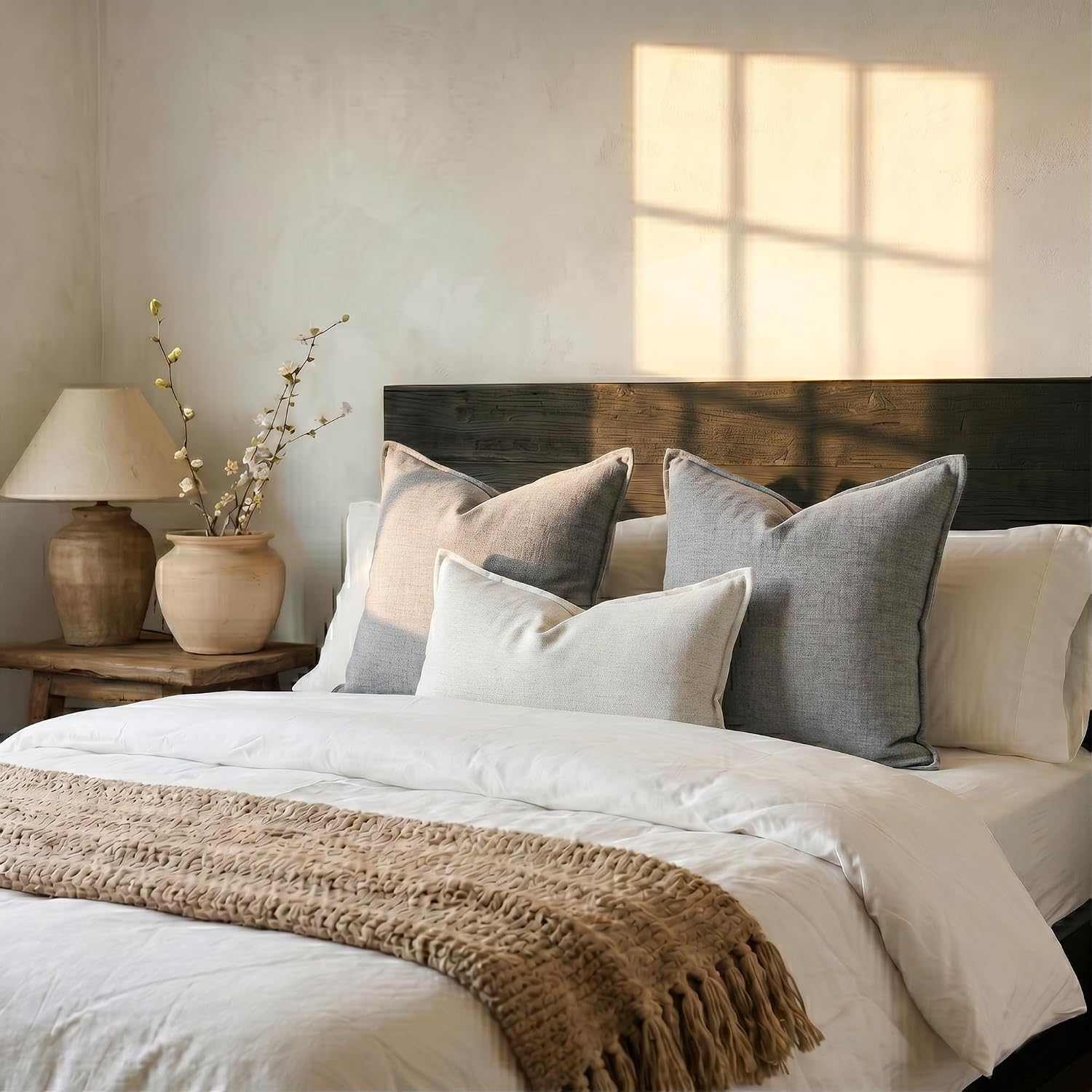 Farmhouse Decorative Pillow / Misty Blue / 18 x 18 / Set of 2