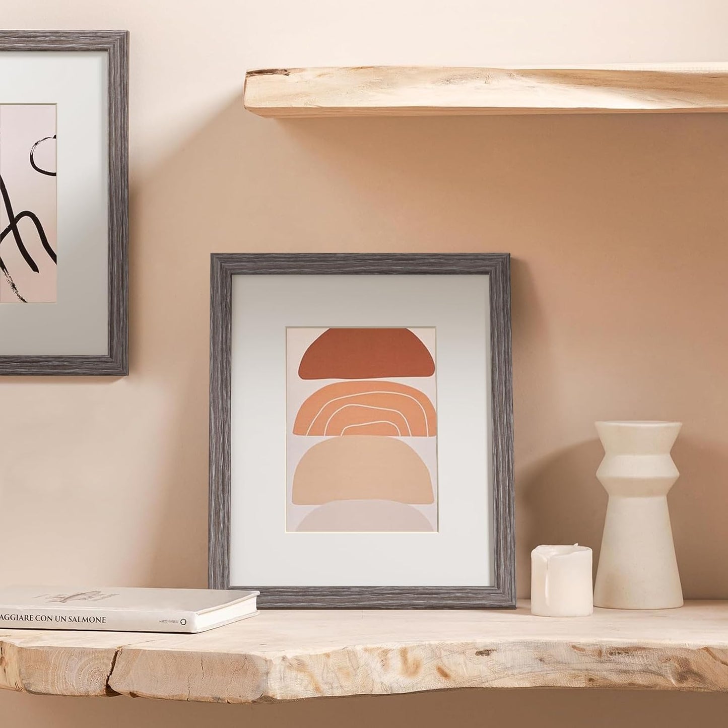 eletecpro 8x10 Picture Frames, Acrylic Cover, Weathered Grey, Set of 10 | Display Photo 5x7 with Mat or 8x10 without