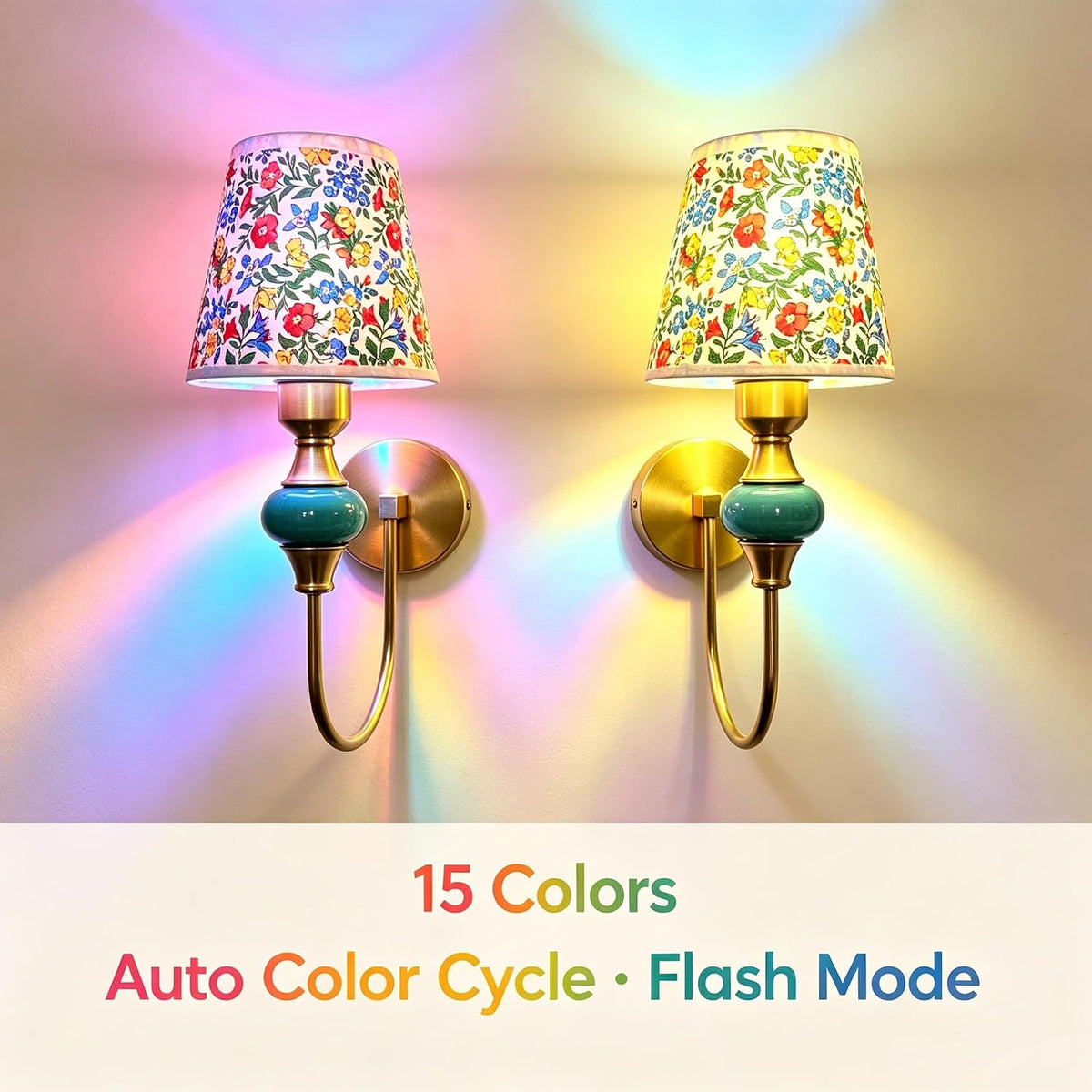 Wall Sconces Set of 2 Rechargeable Battery Operated Wall Lamp 5000mAh 15 Color Changing Dimmable Wall Light with Timer