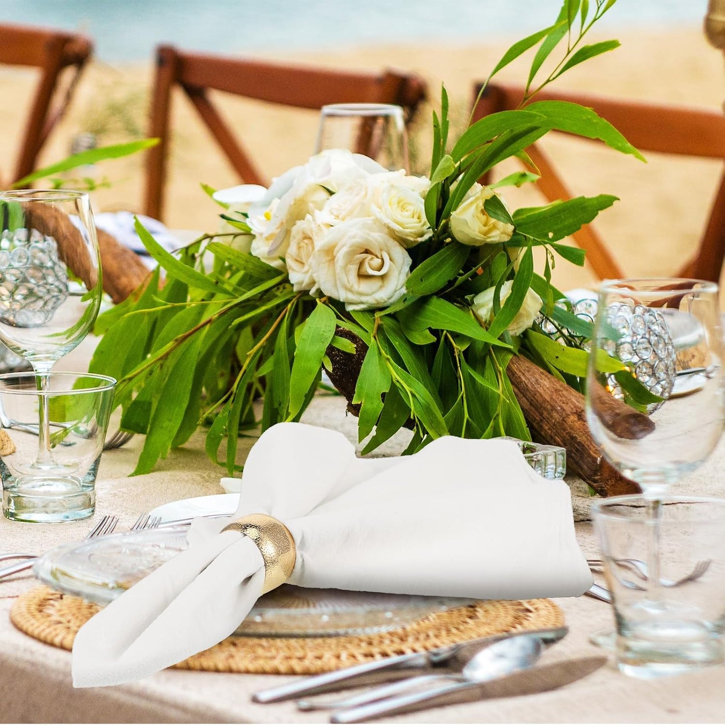 Lallisa 36 Pcs Gold Napkin Rings Bulk Metal Classic Brass Napkin Ring Holders Elegant Farmhouse Cloth Table Decorations