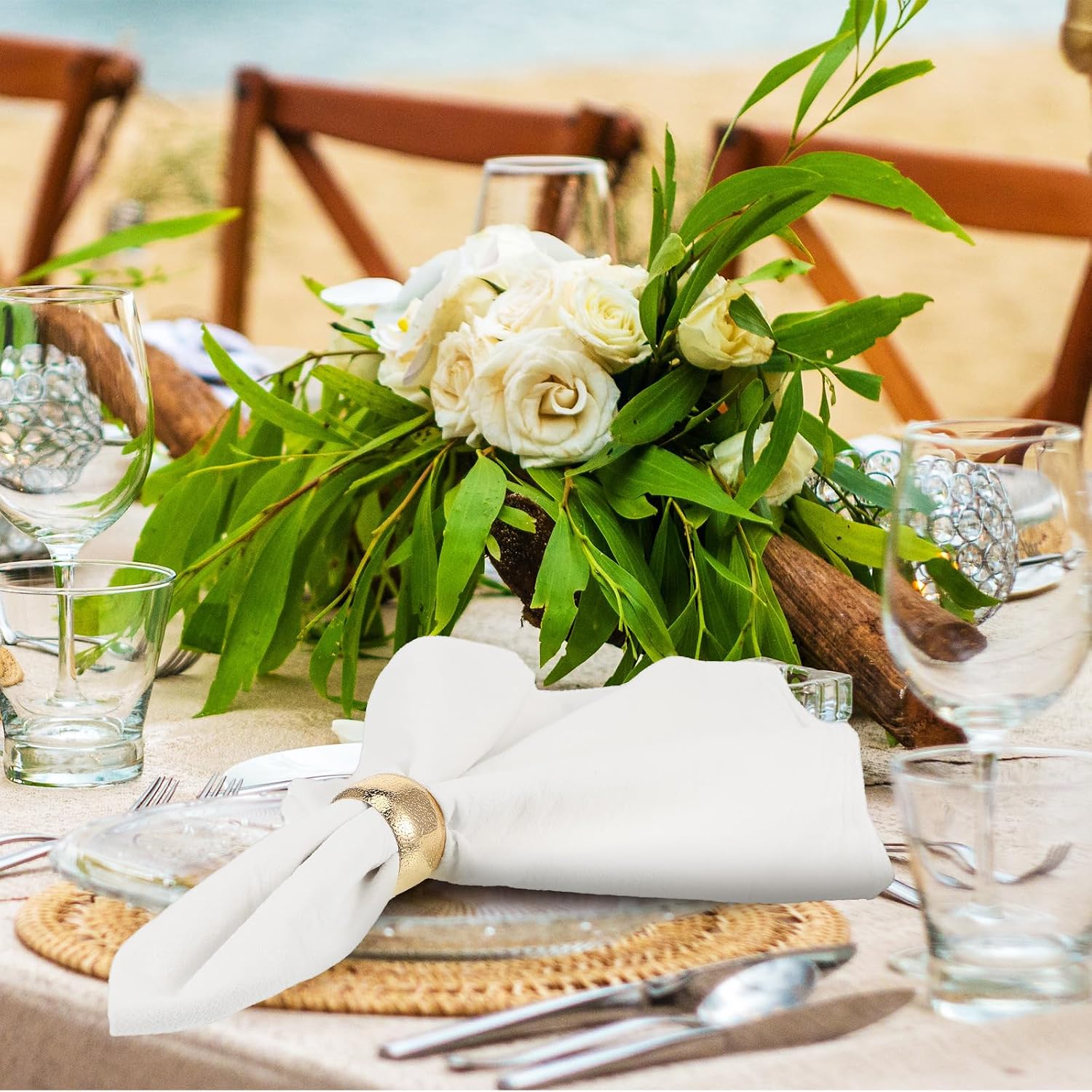 Lallisa 36 Pcs Gold Napkin Rings Bulk Metal Classic Brass Napkin Ring Holders Elegant Farmhouse Cloth Table Decorations