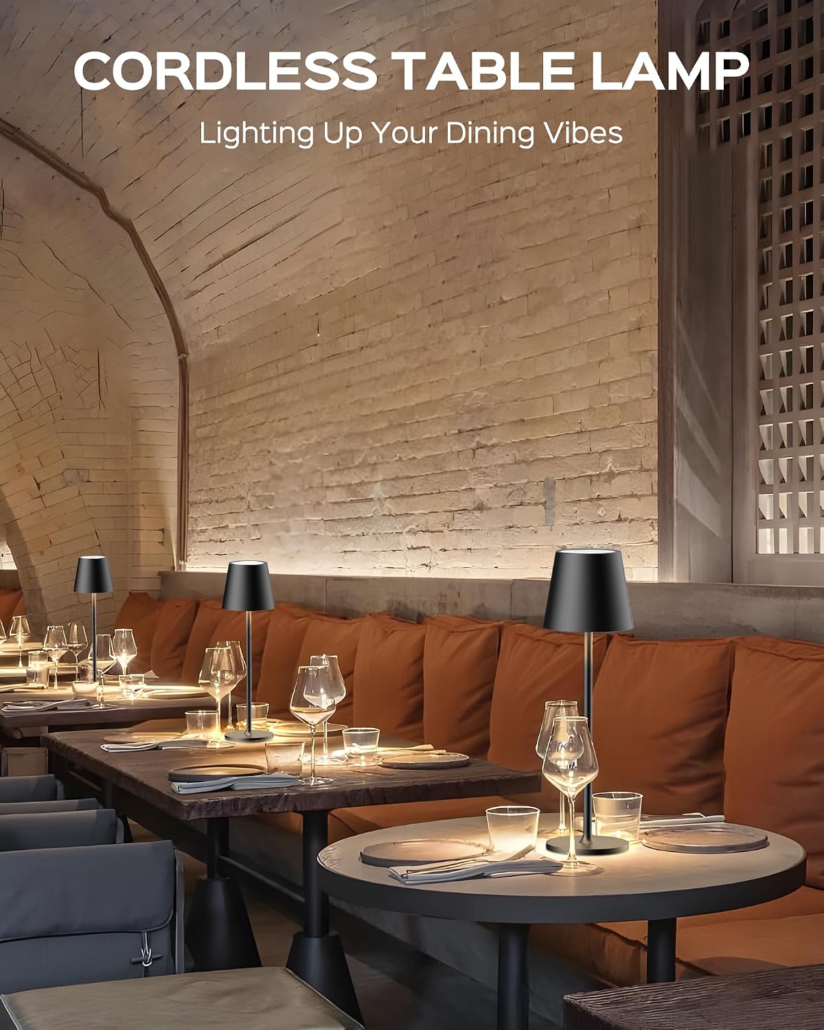 JACKYLED Cordless Table Lamps Rechargeable, 3 Adjustable Height, 5000 Capactiy Operated, 3 Colors Smooth Dimming