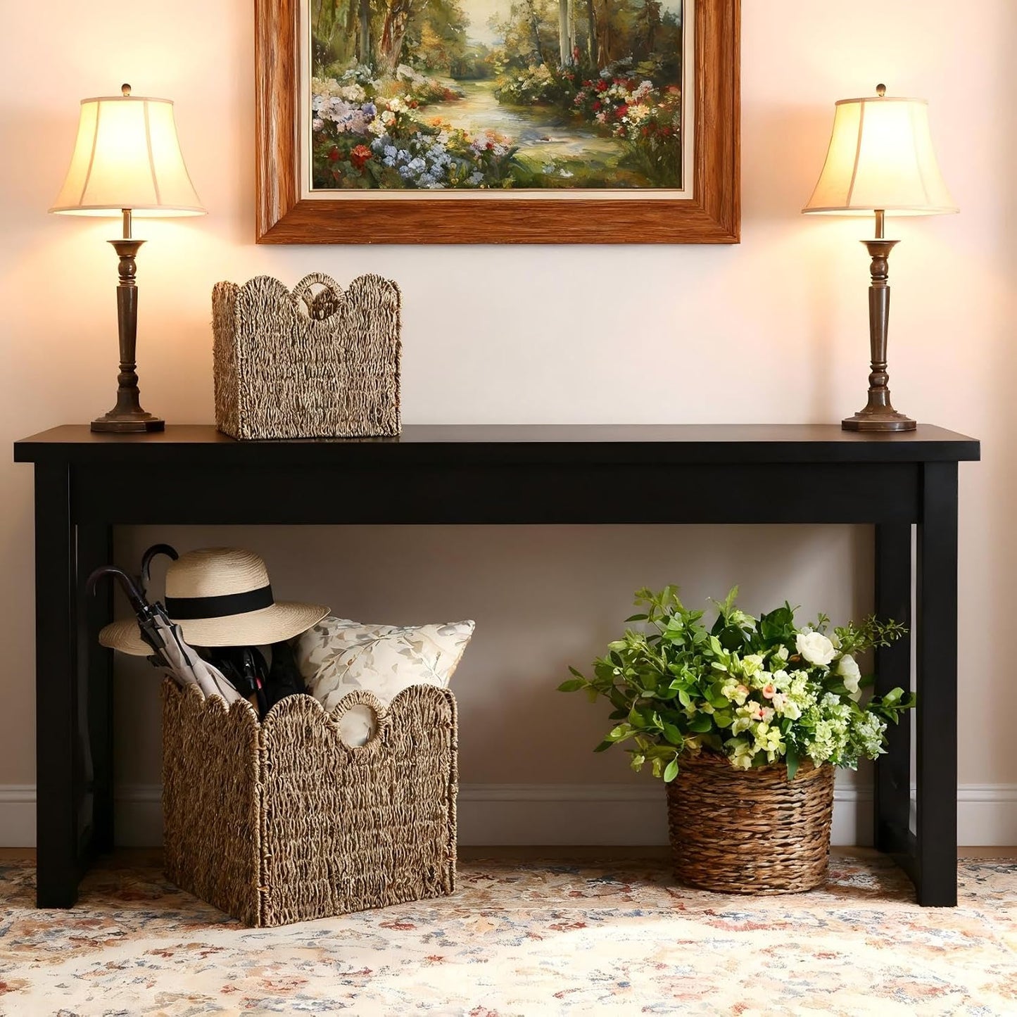 Scalloped Wicker Storage Cubes Basket / Sage Green / 12 x 12 x 12 / In&4-pack / Set of 4