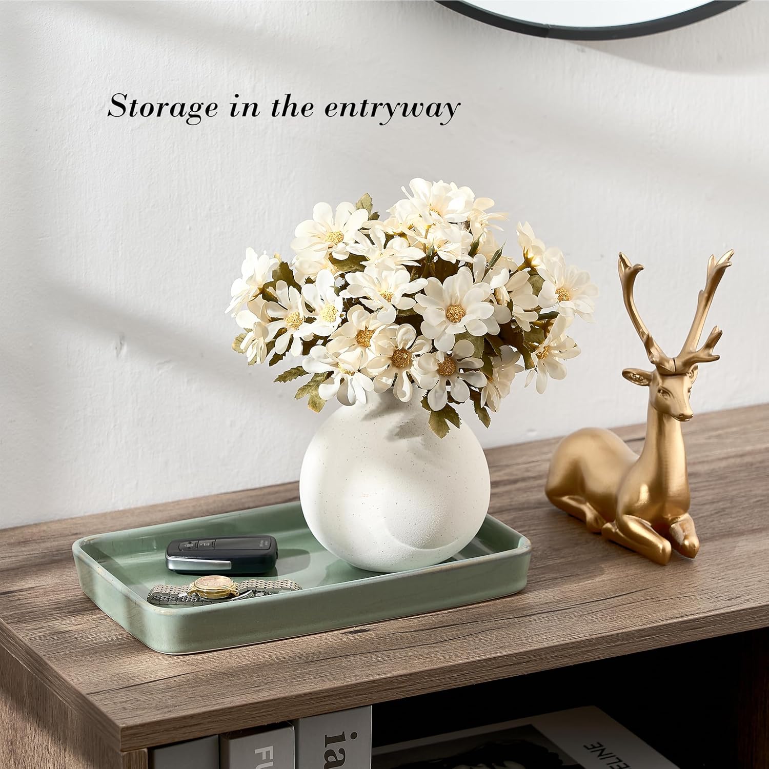Bathroom Vanity Tray for Countertop- Ceramic Decorative / Kiln-transformed Green-1 Pc / 10 x 6 x 1
