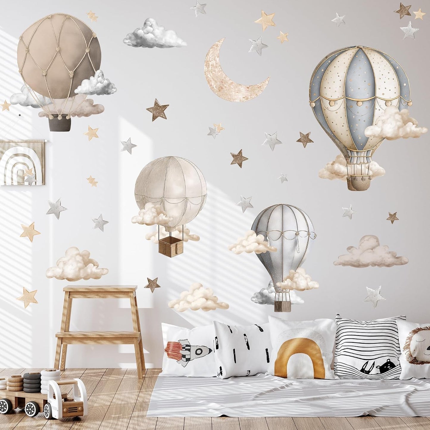 Dreamy Hot Air Balloon and Star Wall Decals / Hot Air Balloon Wall Decals