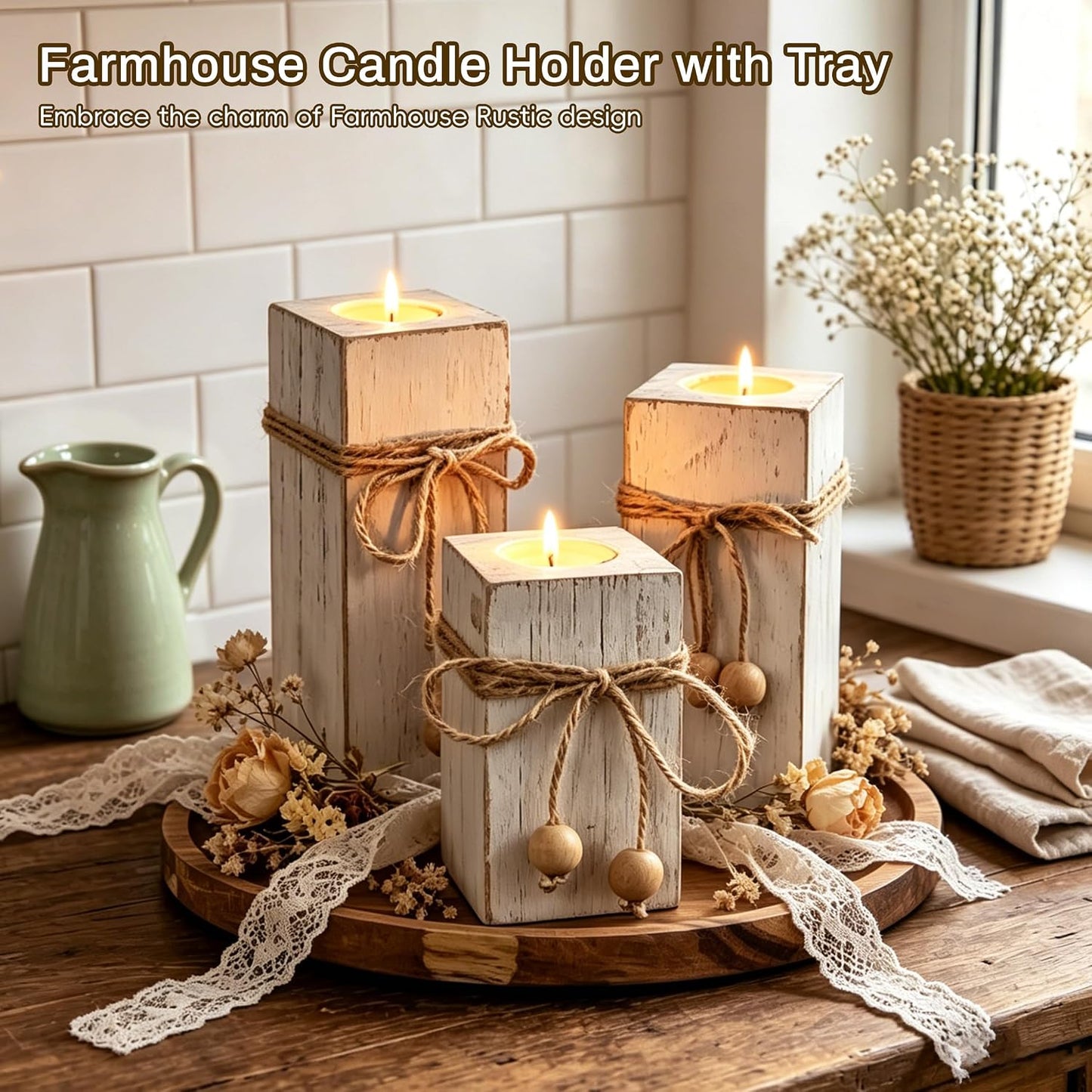 Flameless Candles Farmhouse Decor / Set of 6