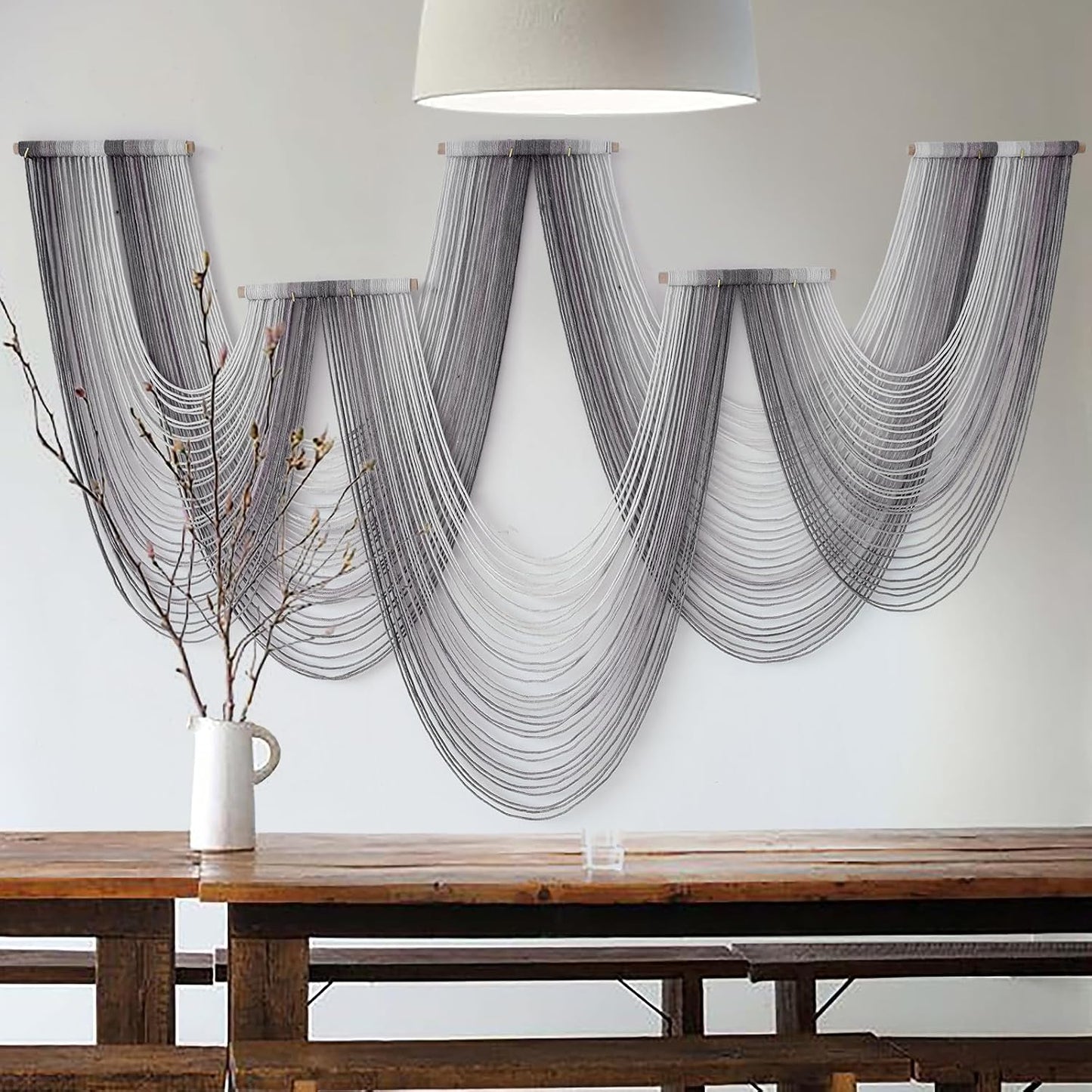 Large Macrame Wall Hanging Boho Wall Art Handmade Home Decor Dip-Dyed Macrame Wall / Grey Purple