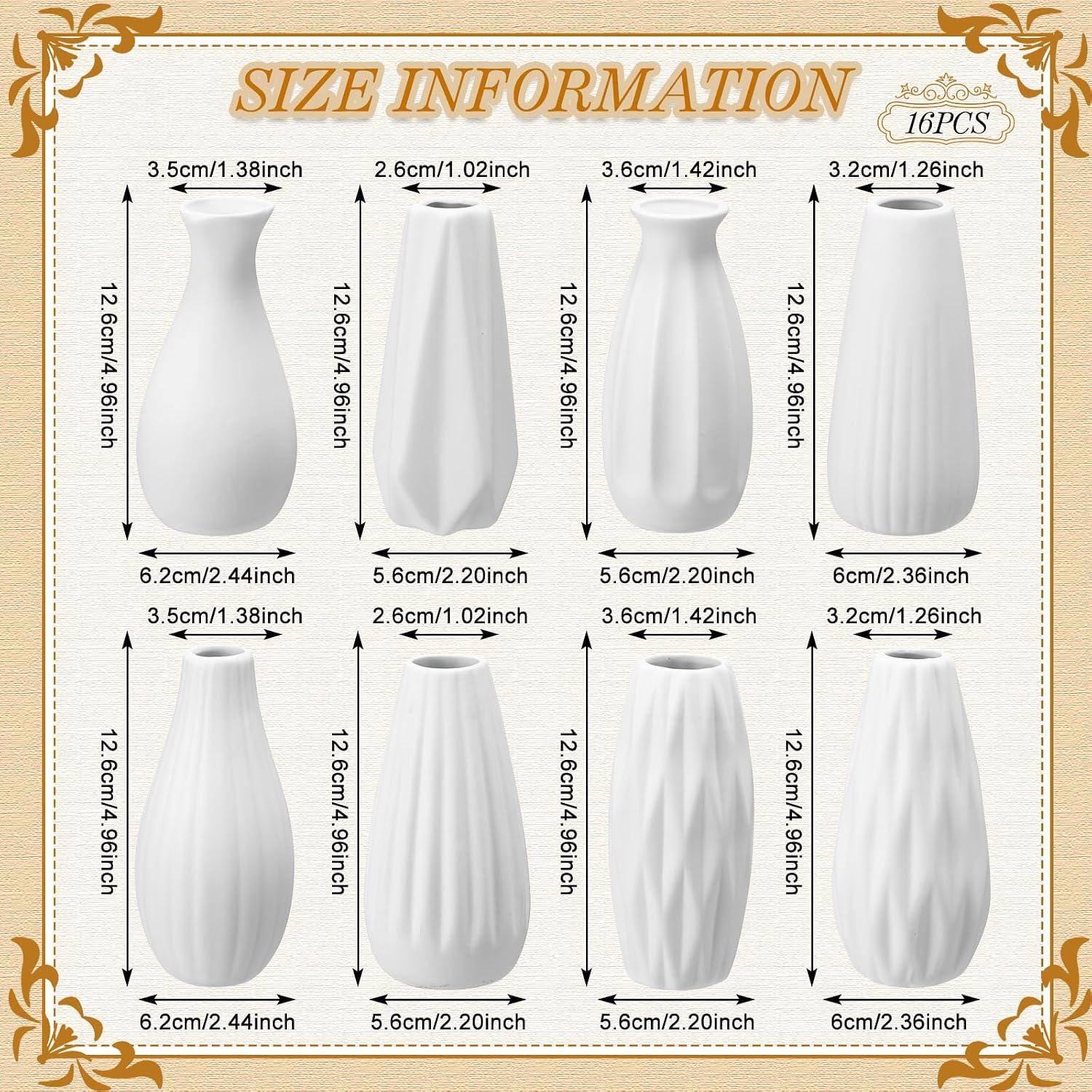 Ceramic Bud Vase Bulk Boho Small Pampas Grass Flower Vase / White / 5 Inch / Set of 16